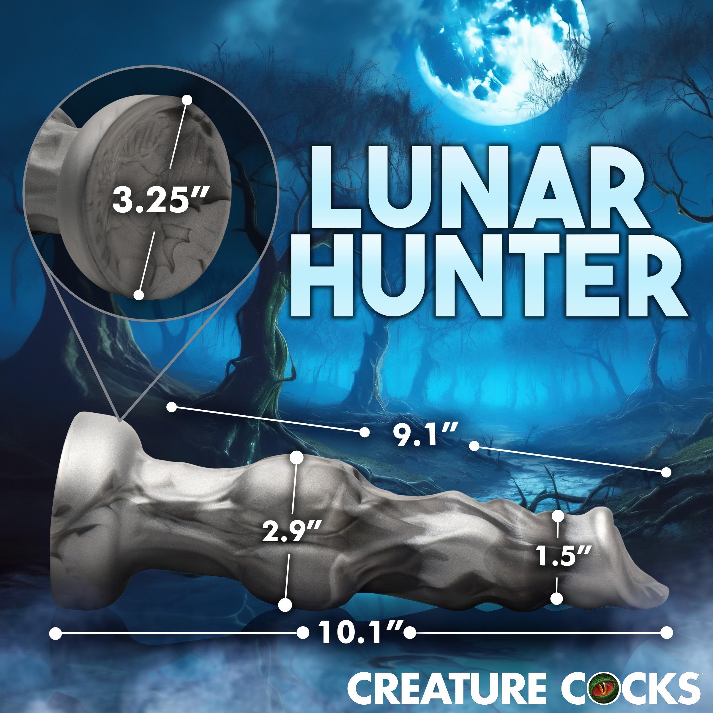 The large Lunar Hunter edition of the Night Prowler Silicone Dildo