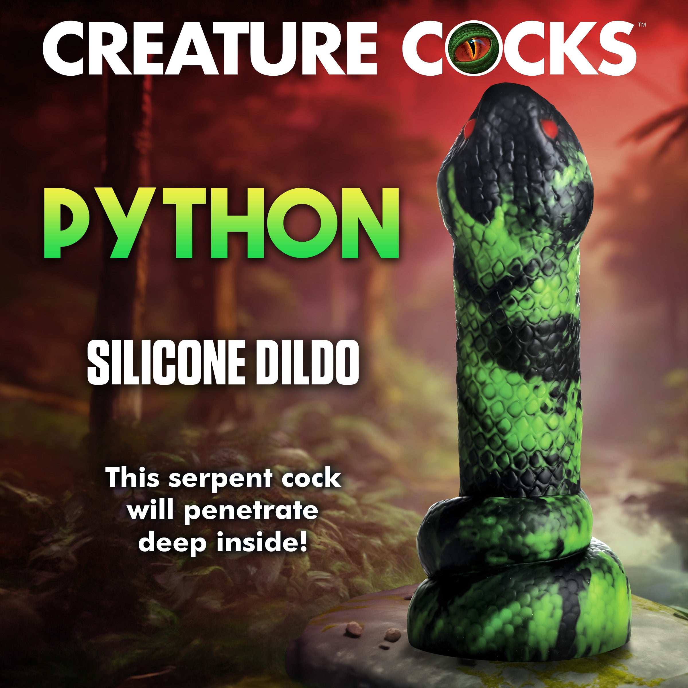 Product label for Python Silicone Dildo