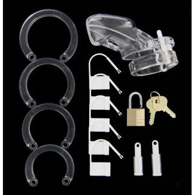 Assorted accessories for male chastity device, including locks and keys