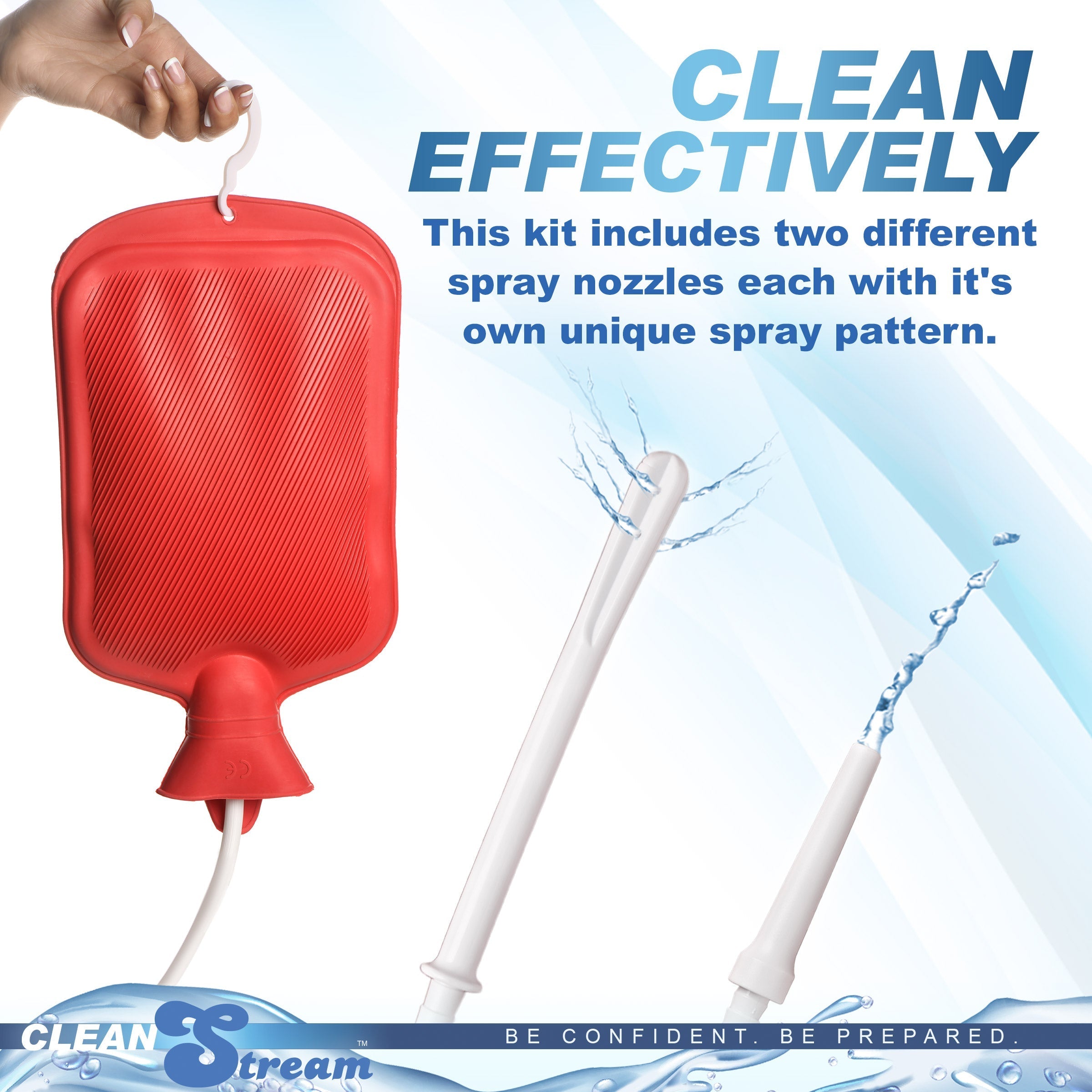 Red Cleanstream enema bag with convenient carrying handle