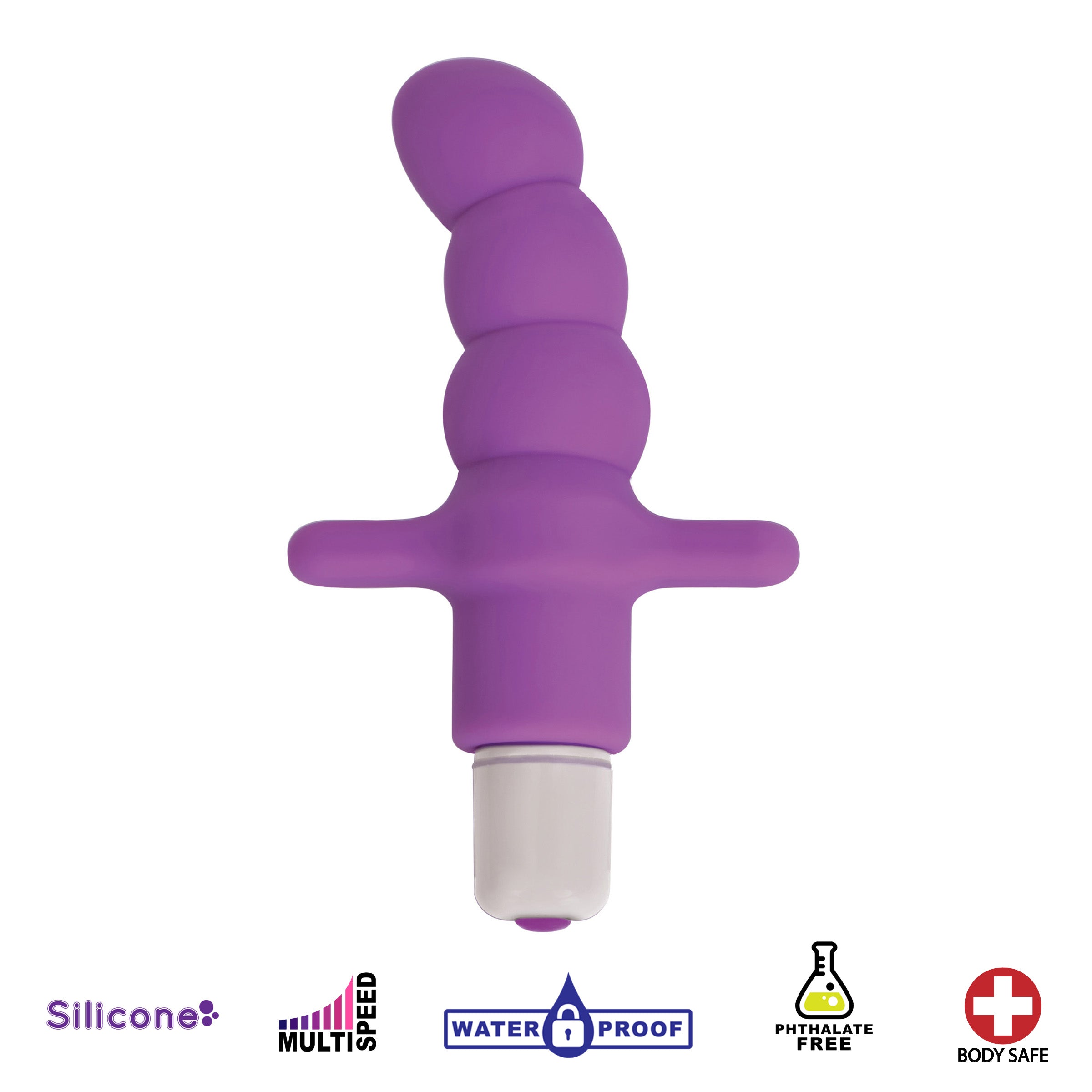 Purple Desire Silicone Anal Probe with vibrating feature and ergonomic handle