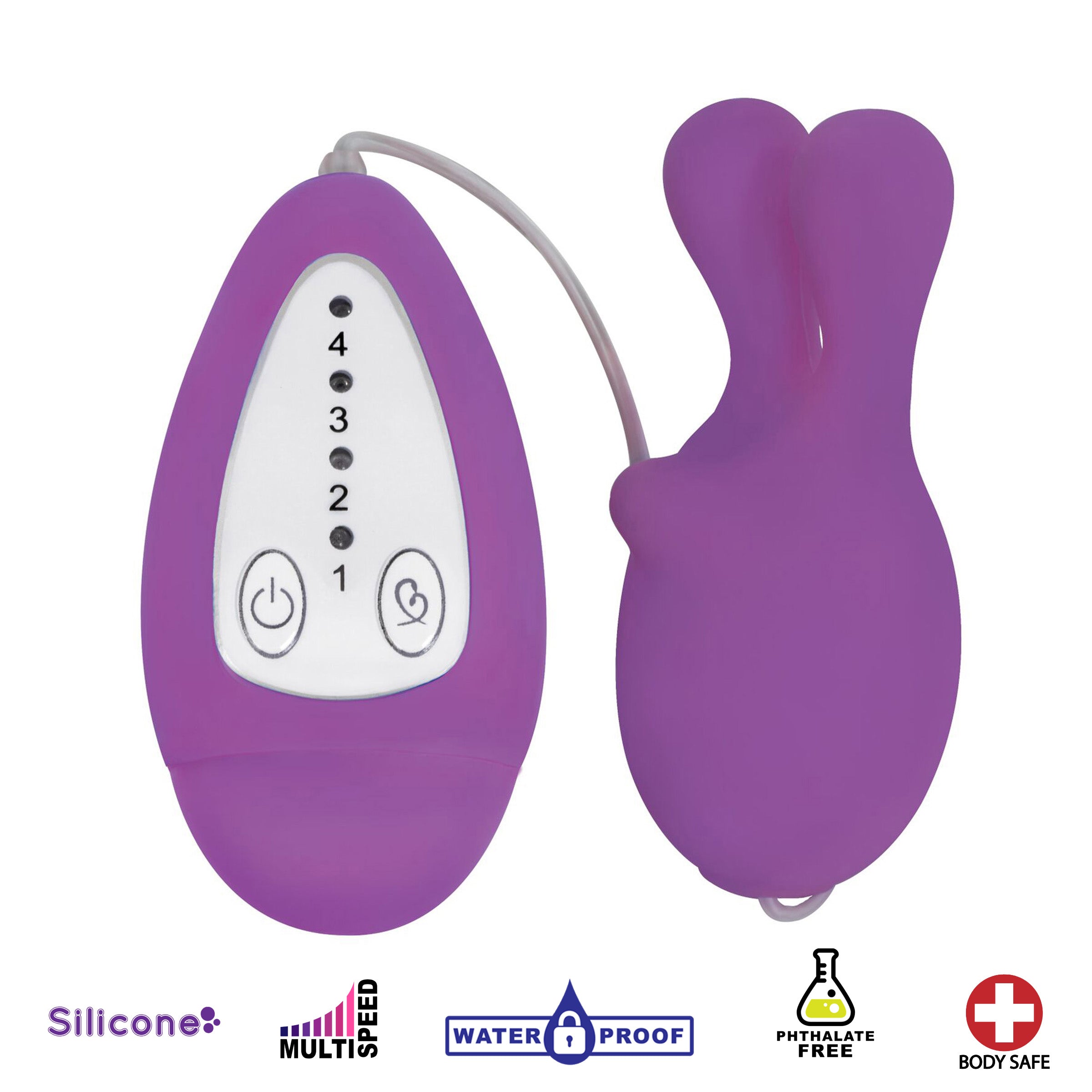 Bounce Silicone Rabbit-Shaped Bullet Vibrator in Purple