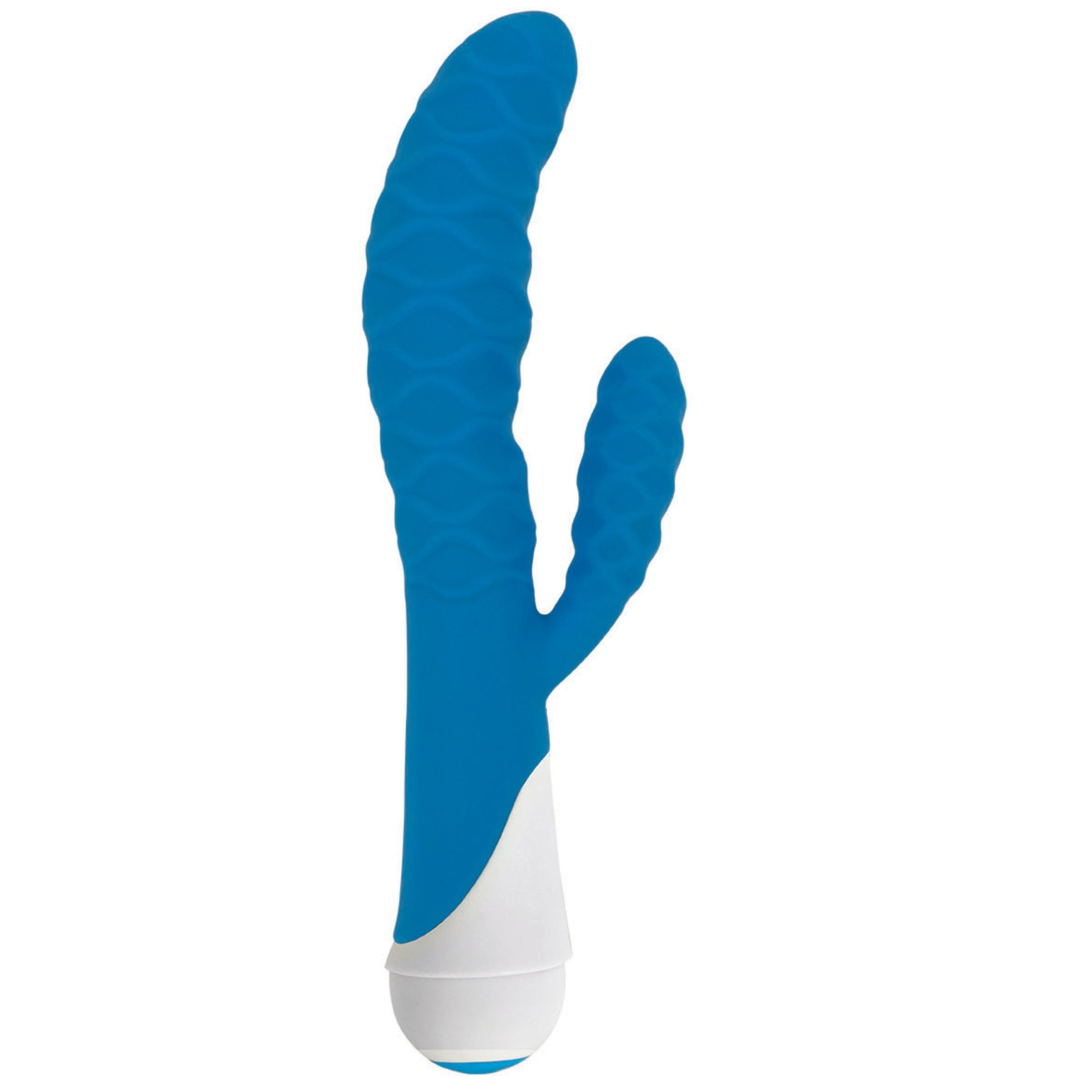 Ivy 20x Wavy Silicone Rabbit Vibrator's blue and white detail, illustrating texture and shape