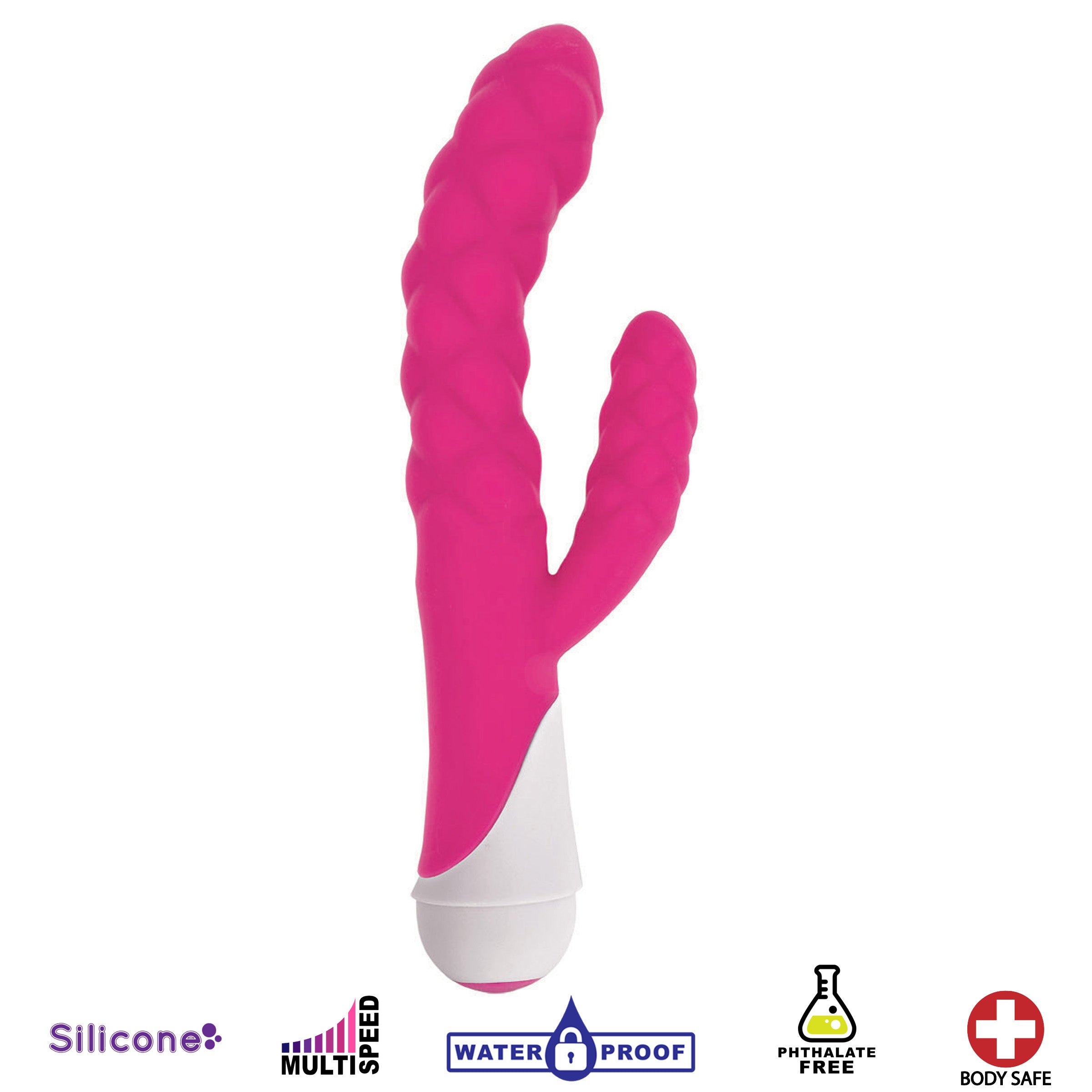 Close-up of the pink and white Ellen 20x Silicone Vibrator