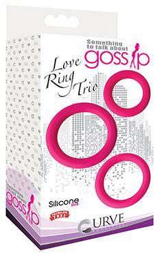 Pink Love Ring Trio silicone cock ring set in its packaging