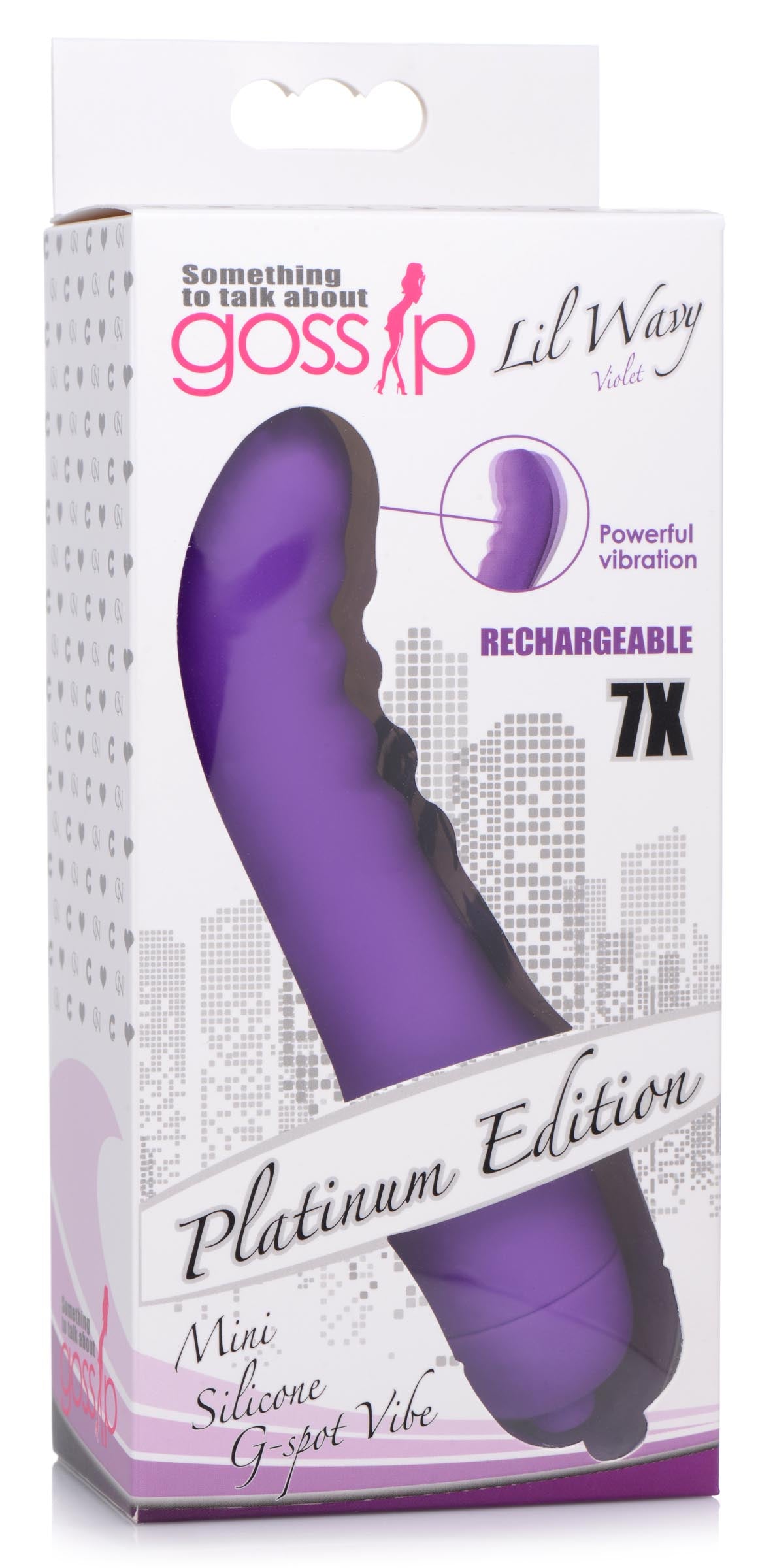 Close-up of the 7x Mini Silicone G-spot Vibrator in purple