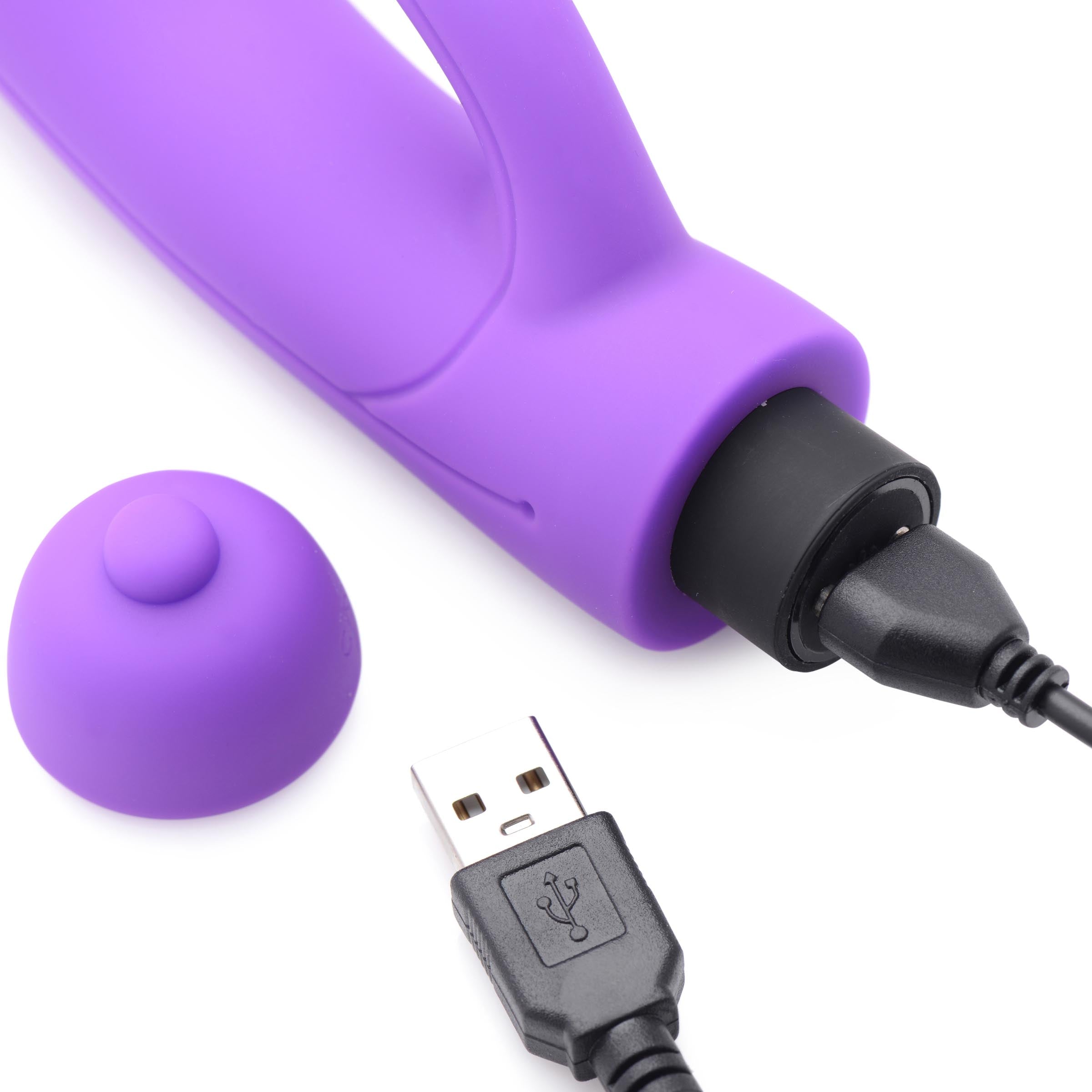 Purple Lil Smoothie Mini Silicone Rabbit Vibrator with USB charging cable