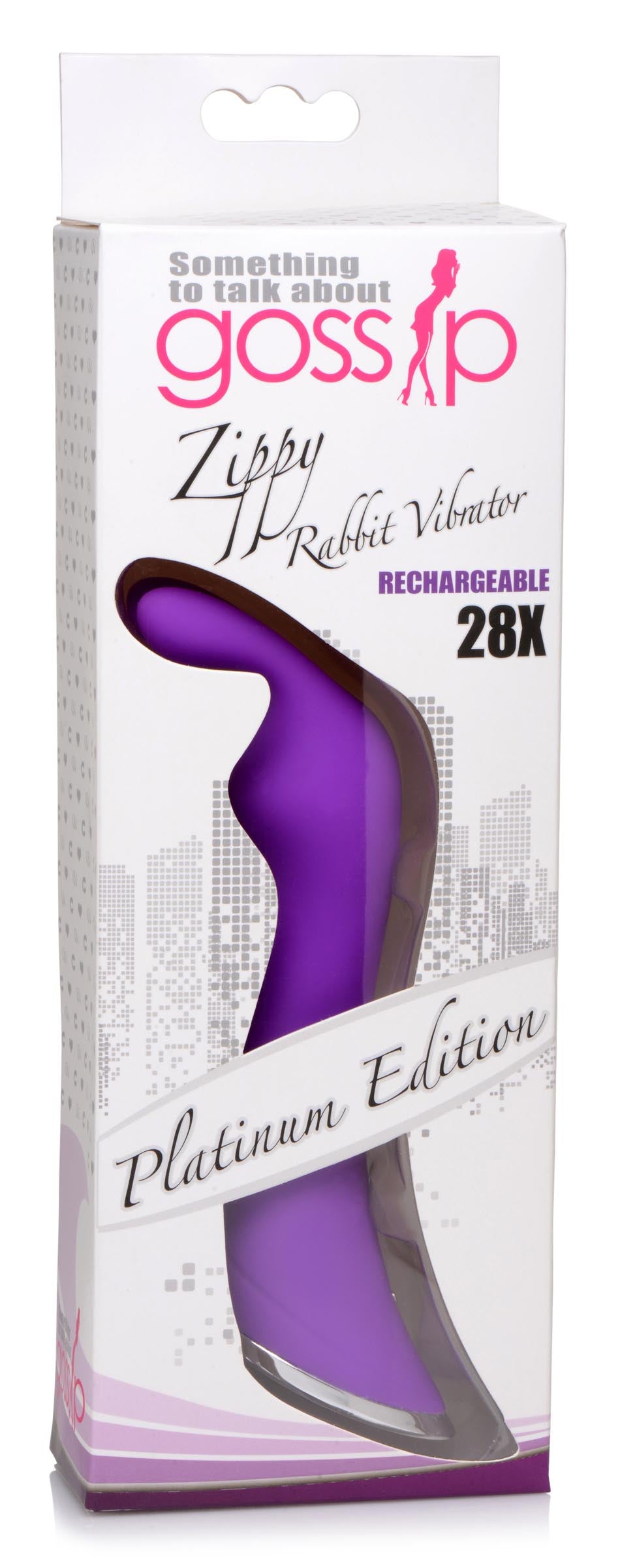 Zippy brand purple Silicone Rabbit Vibrator with logo