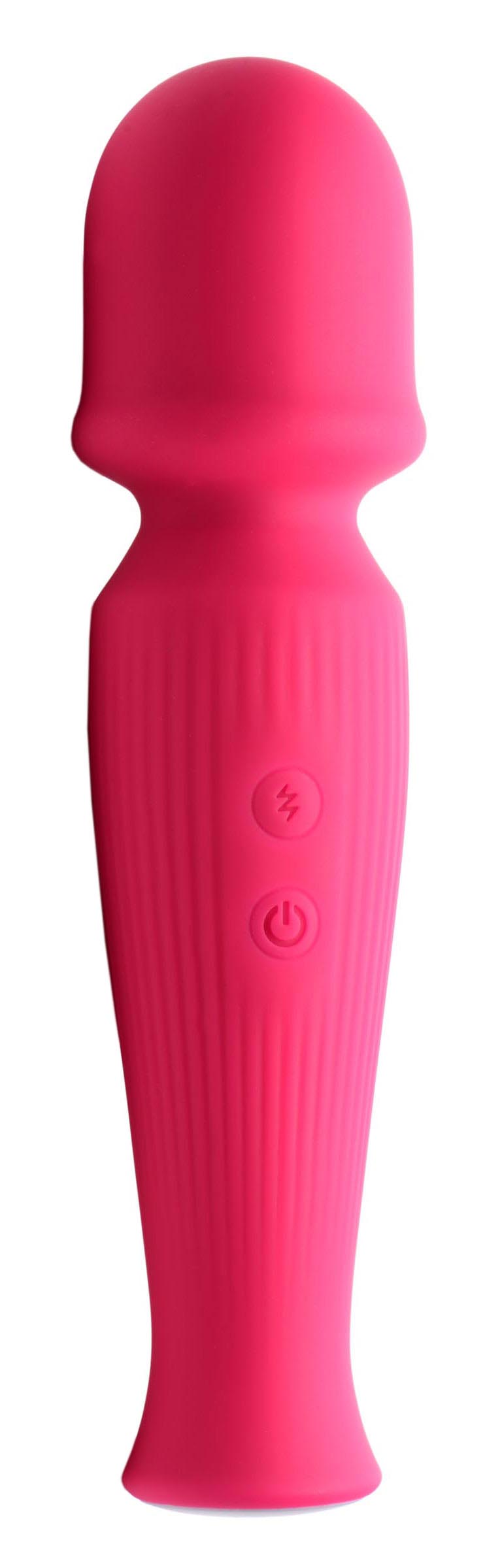 Pink silicone wand massager with ergonomic design