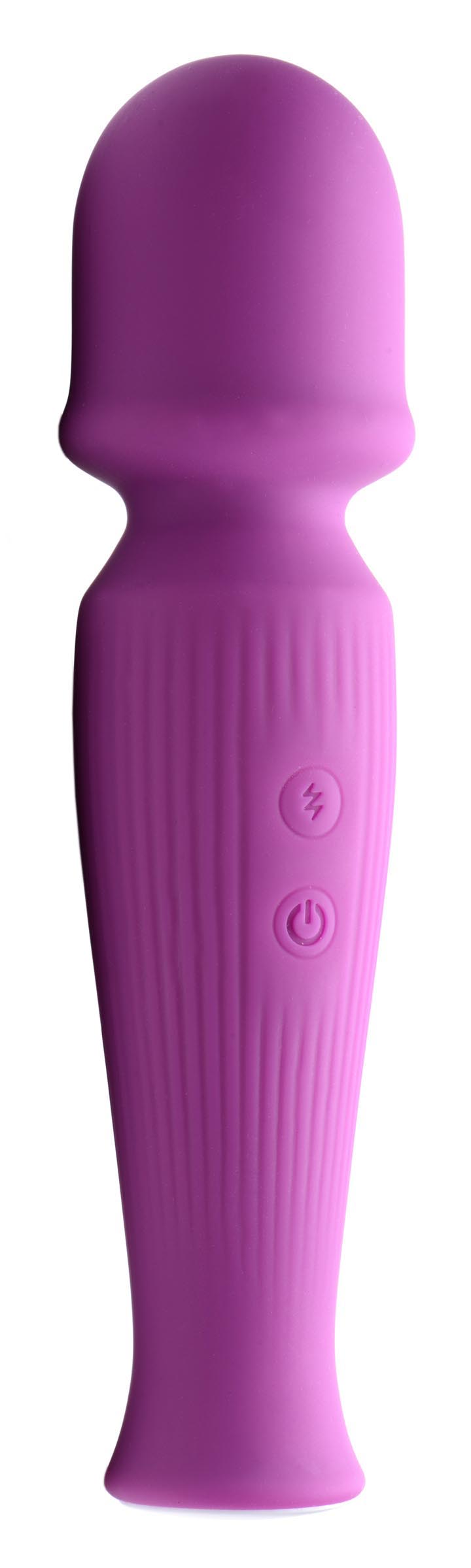 Silicone wand massager in purple with a convenient lid