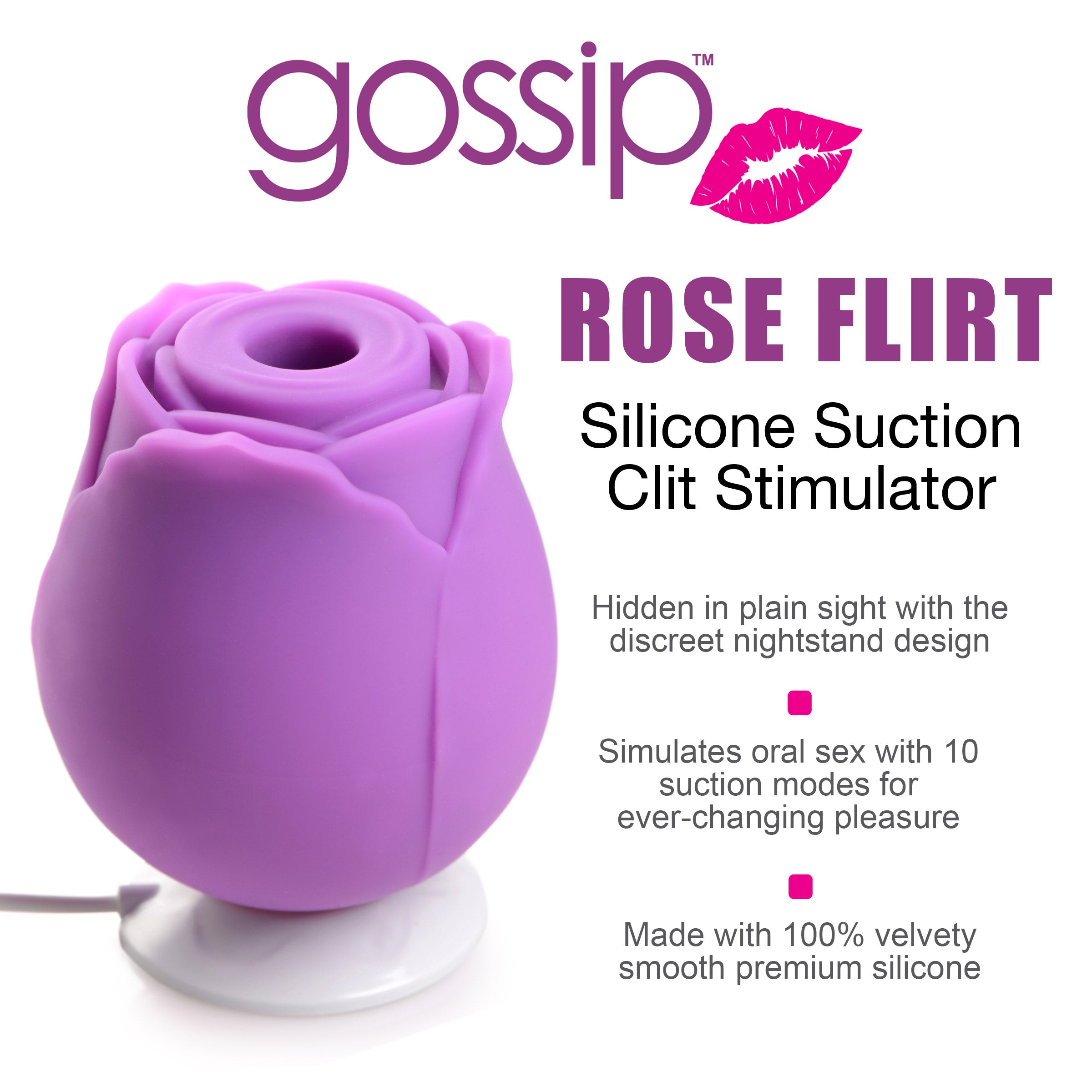 Rose Flirt silicone clitoral suction toy for stimulation