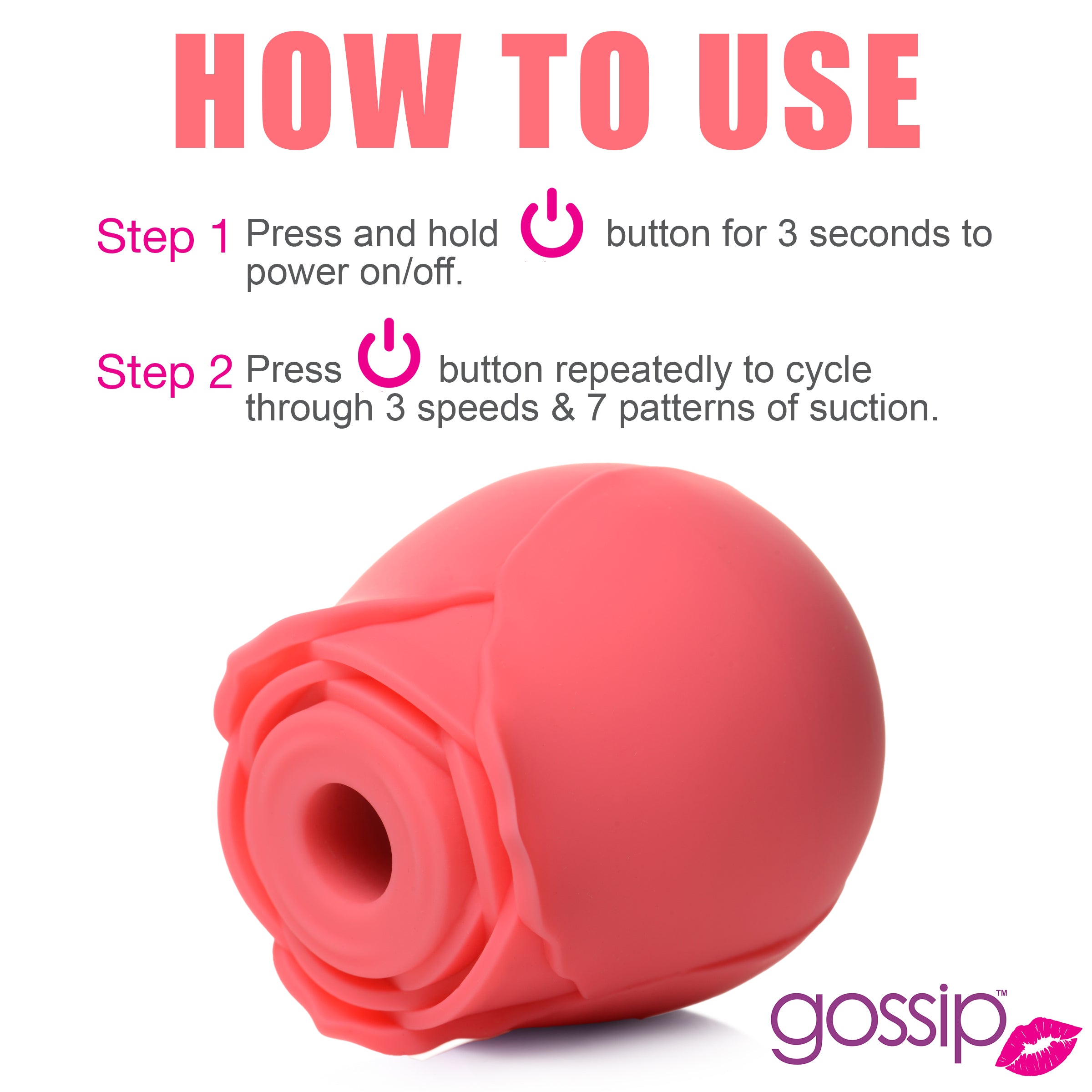 Pink silicone rose-inspired vibrator by Gossip