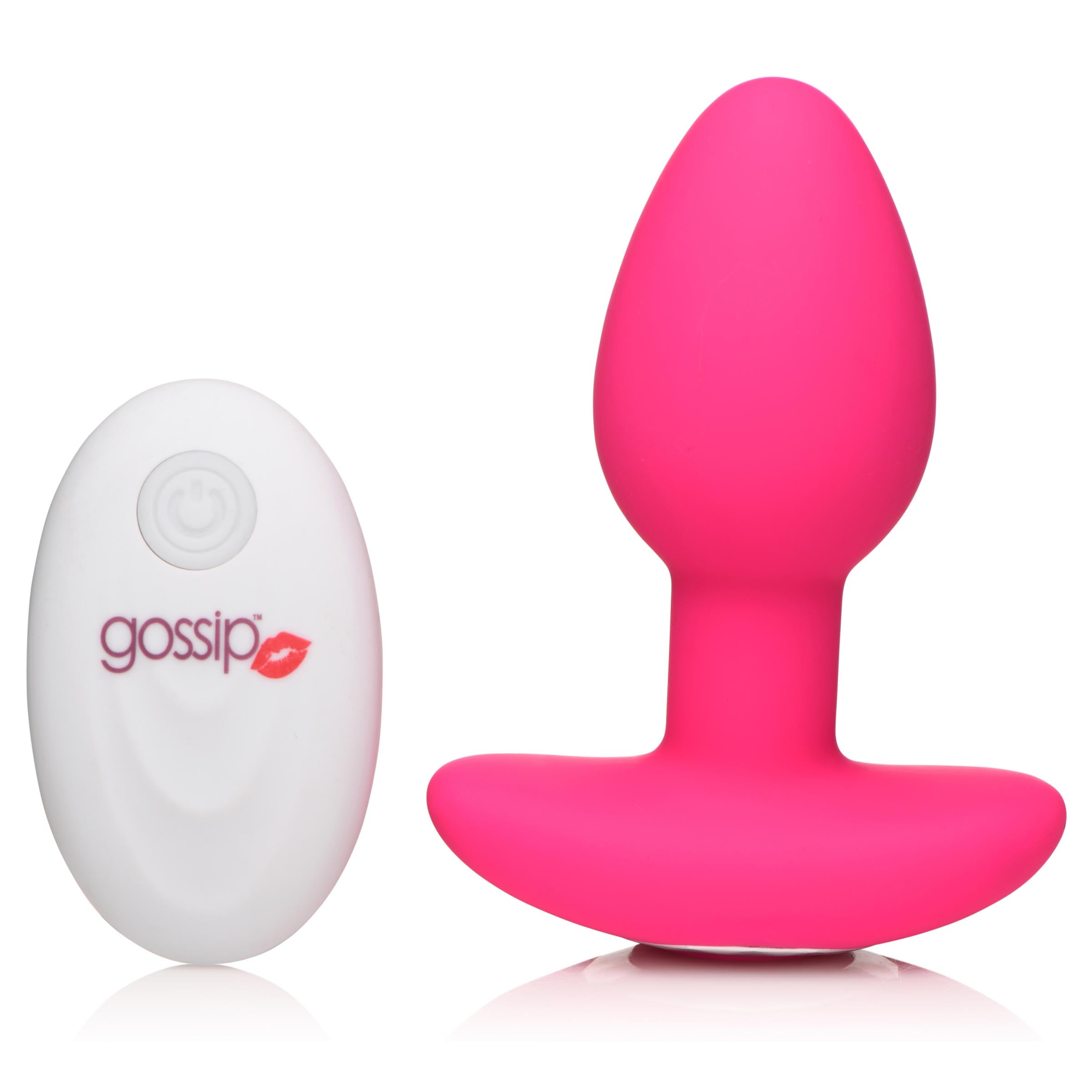 Pink Silicone Vibrating Anal Plug with Remote by 10x Pop Rocker