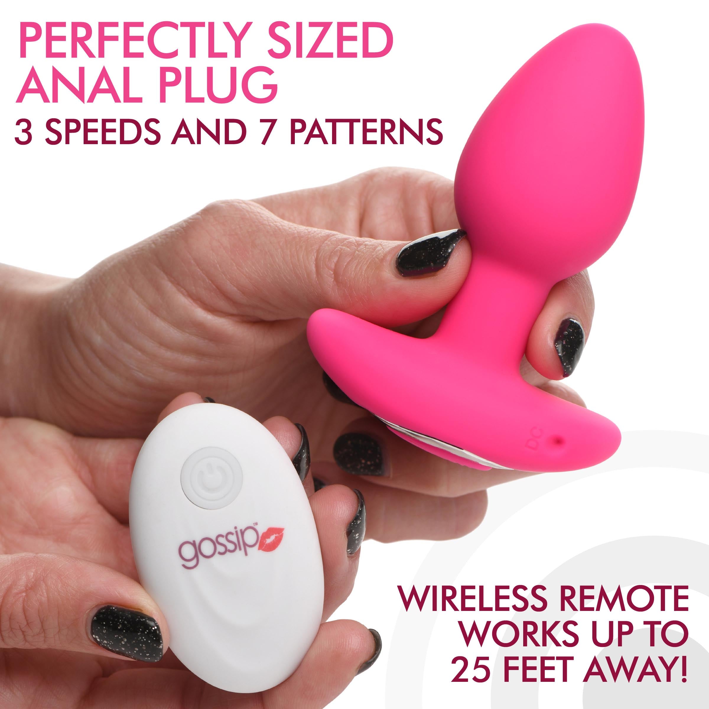 Silicone Anal Plug by 10x Pop Rocker with 3 Speeds and 7 Patterns