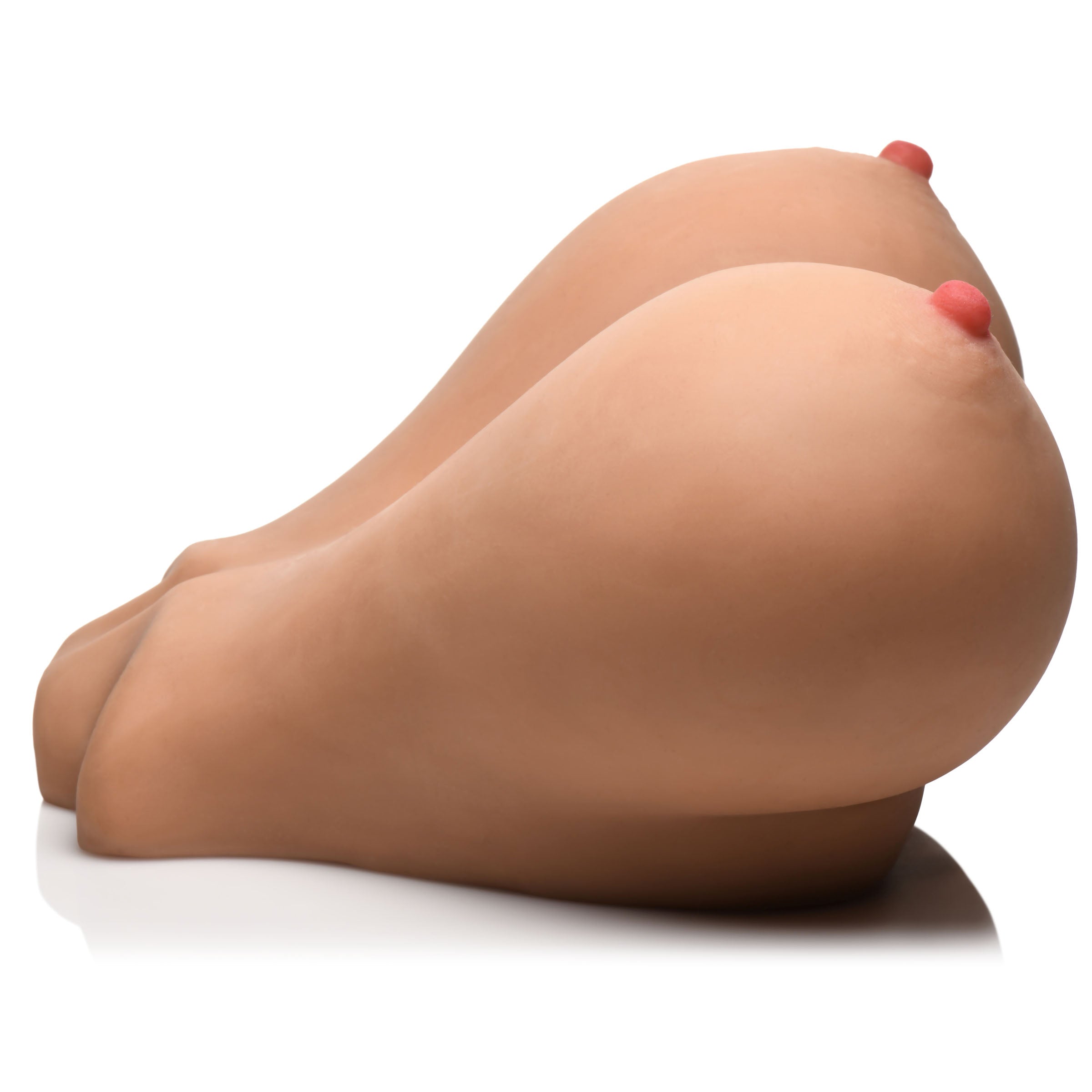 Realistic adult toy designed to resemble female anatomy displayed on a white background