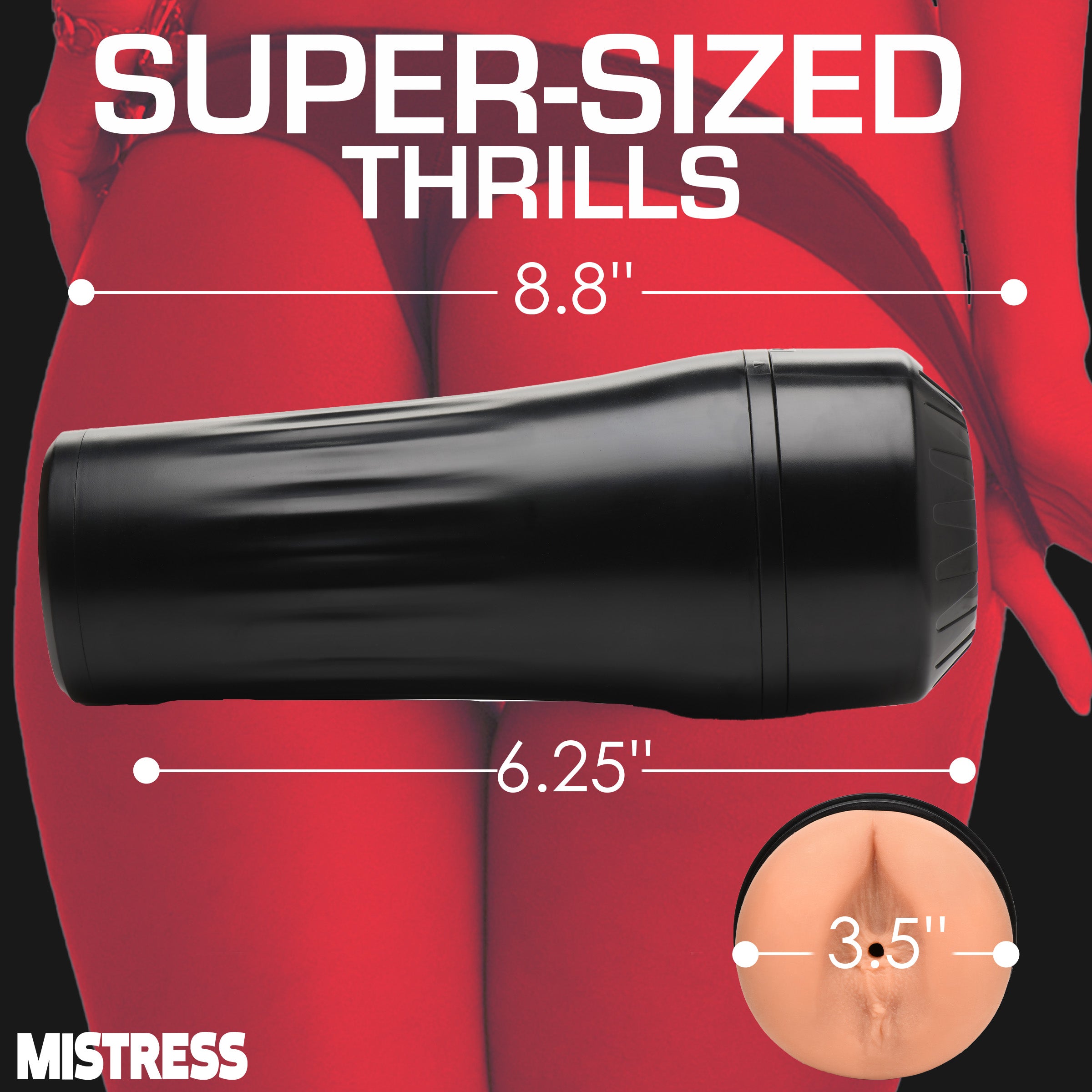 Dimensions of the 10x Vibrating Ass Masturbator displayed with a ruler for scale