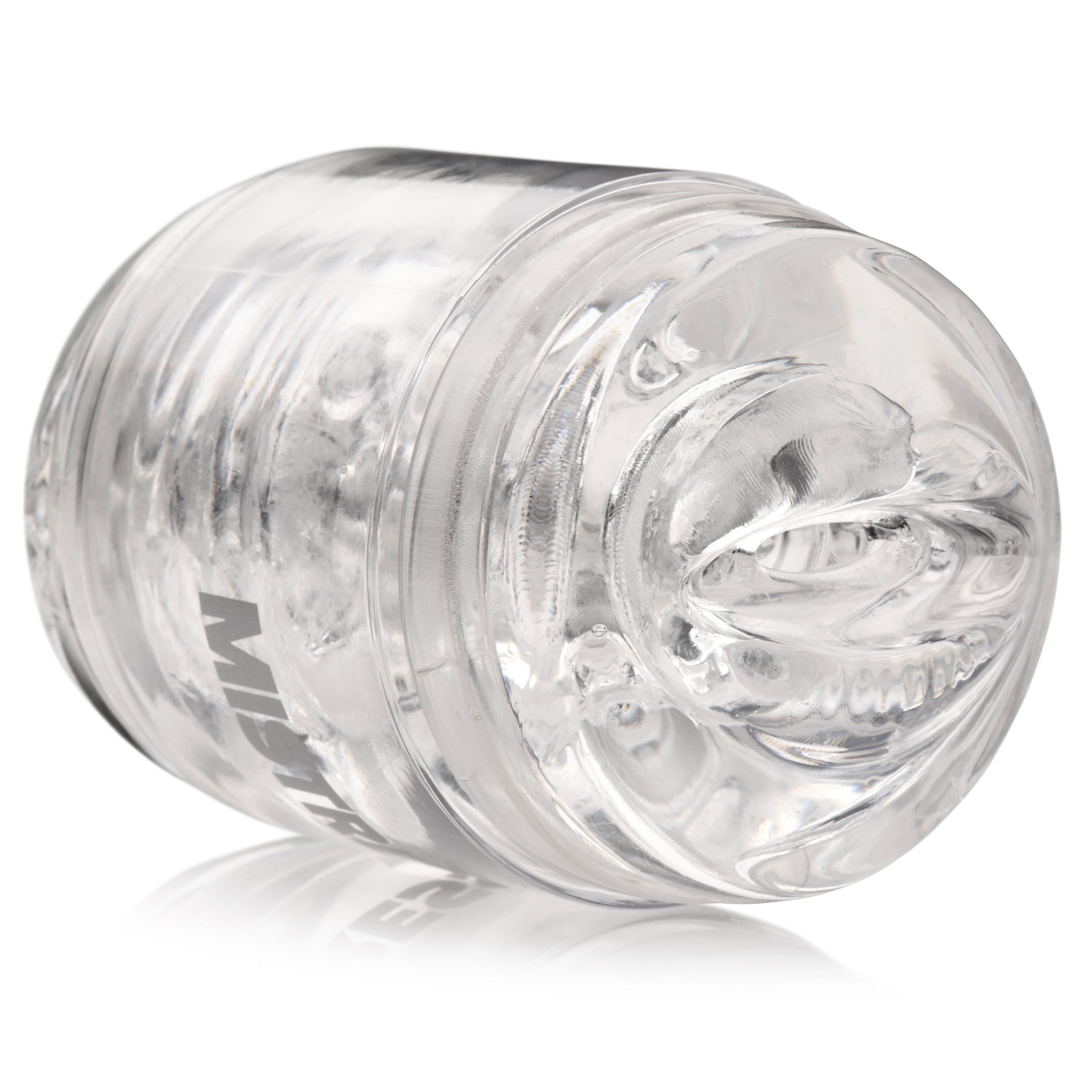 Transparent storage container for the Double Shot Mouth and Pussy Stroker