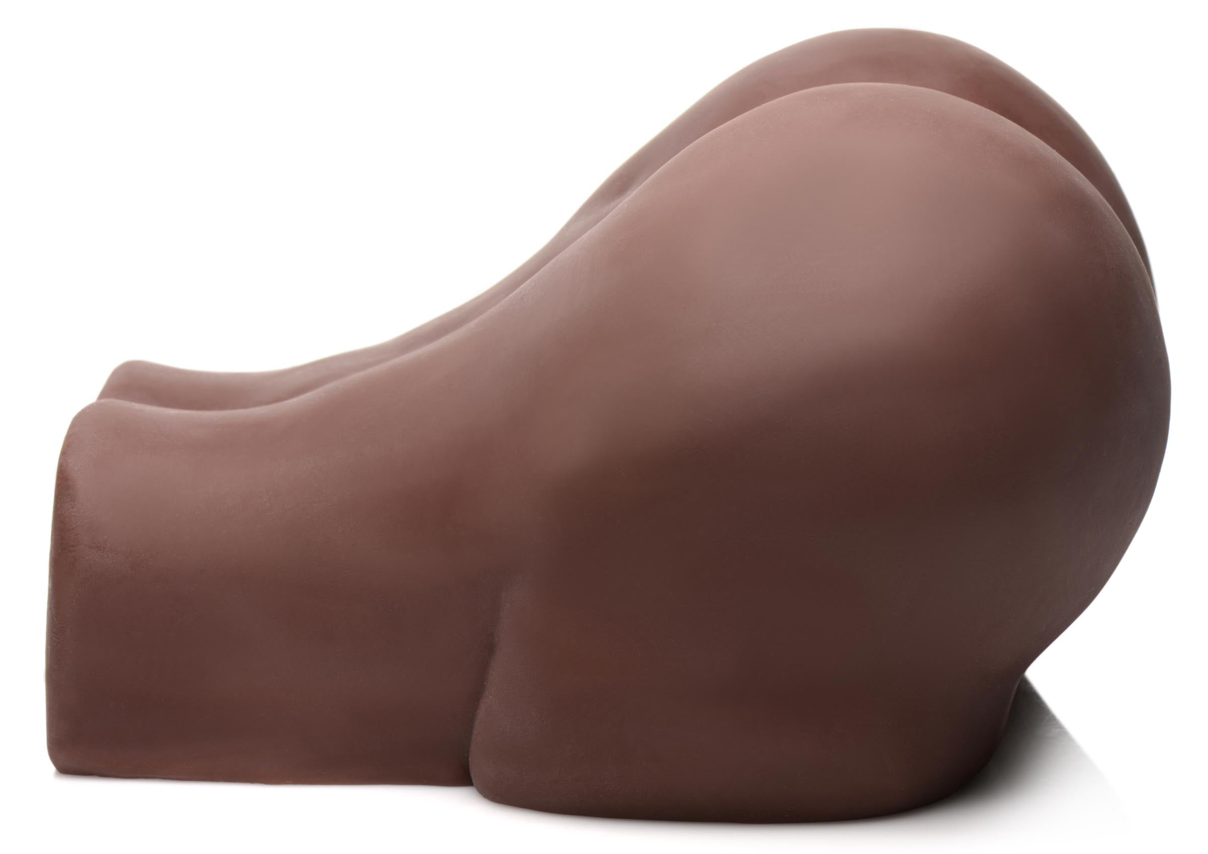 Realistic brown-colored masturbator modeled after a female's posterior