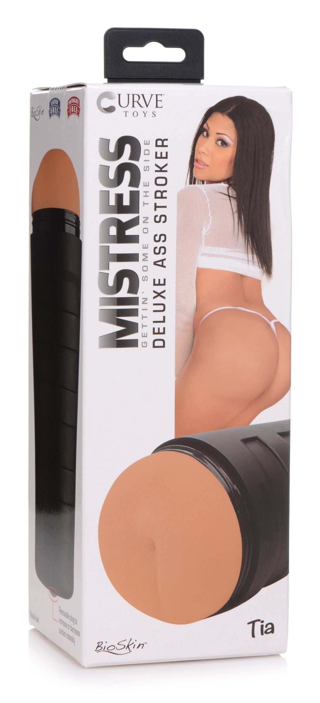 The realistic design of the Tia Deluxe Ass Stroker mimicking human anatomy