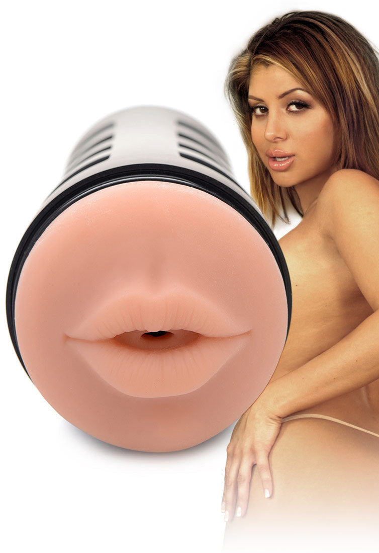 A person holding the 'Karla Deluxe Mouth Stroker' in medium size