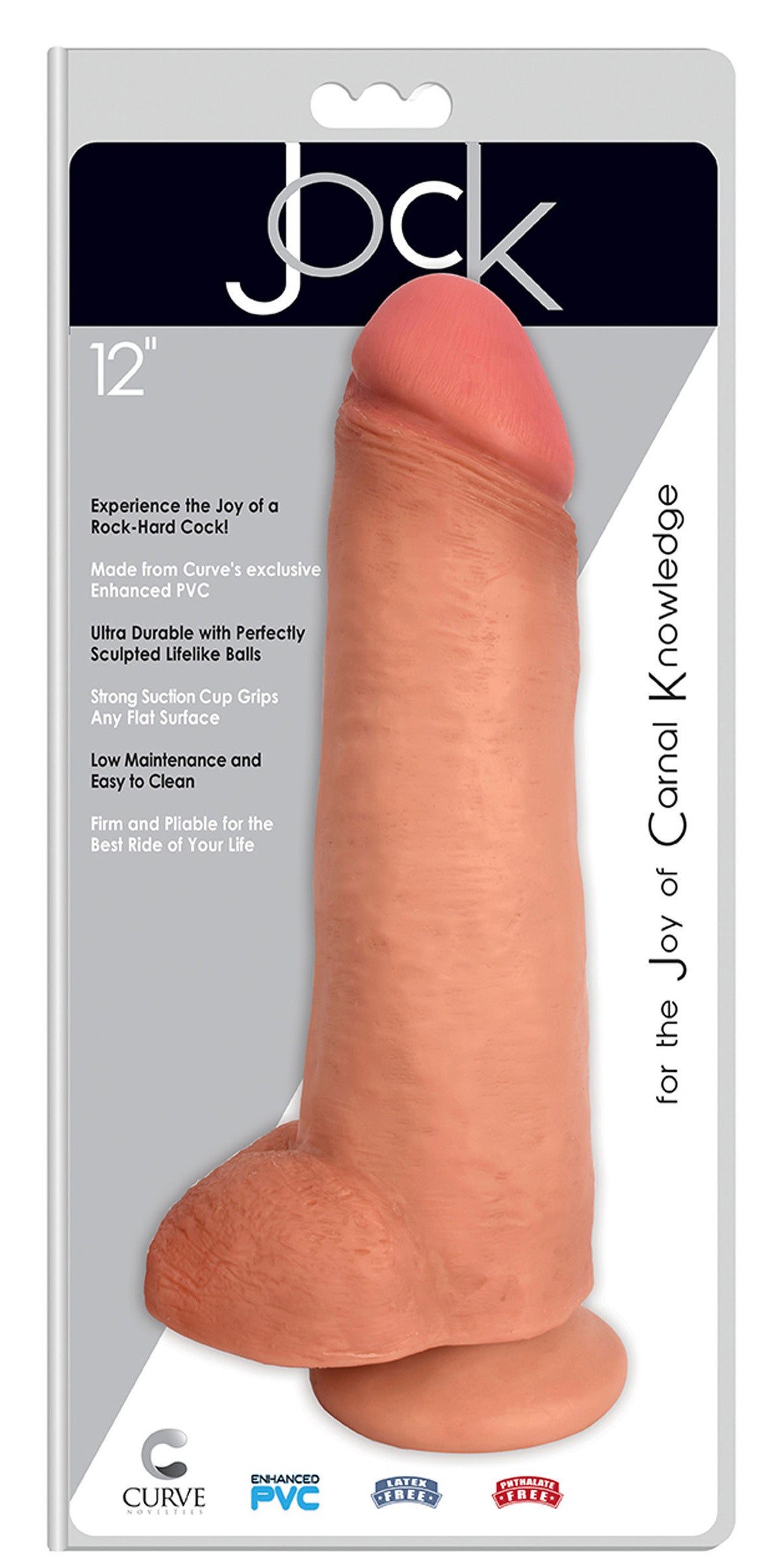 Close-up of the Jock 12-inch realistic adult toy with textured details