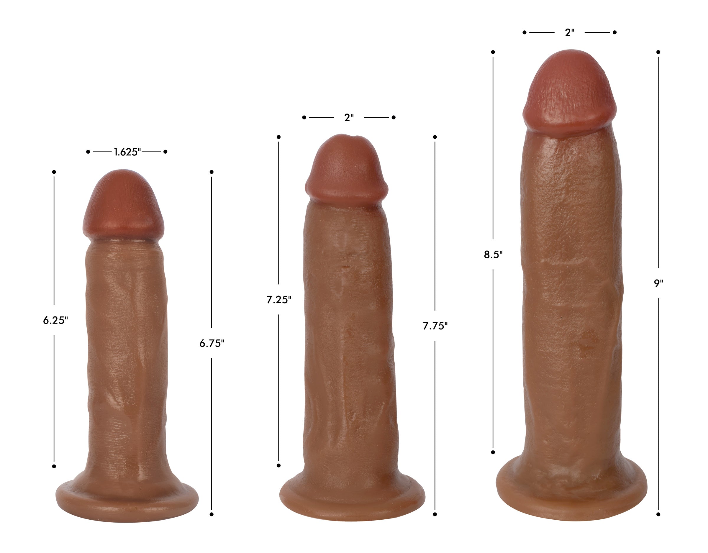 Jock Dark Bareskin dildos in various sizes