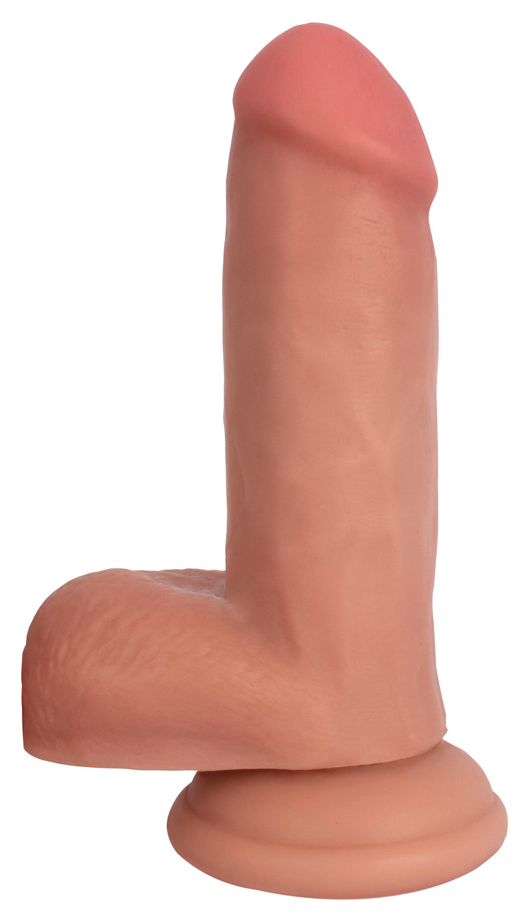 Close-up view of the Jock Light Bareskin Dildo with Balls on display