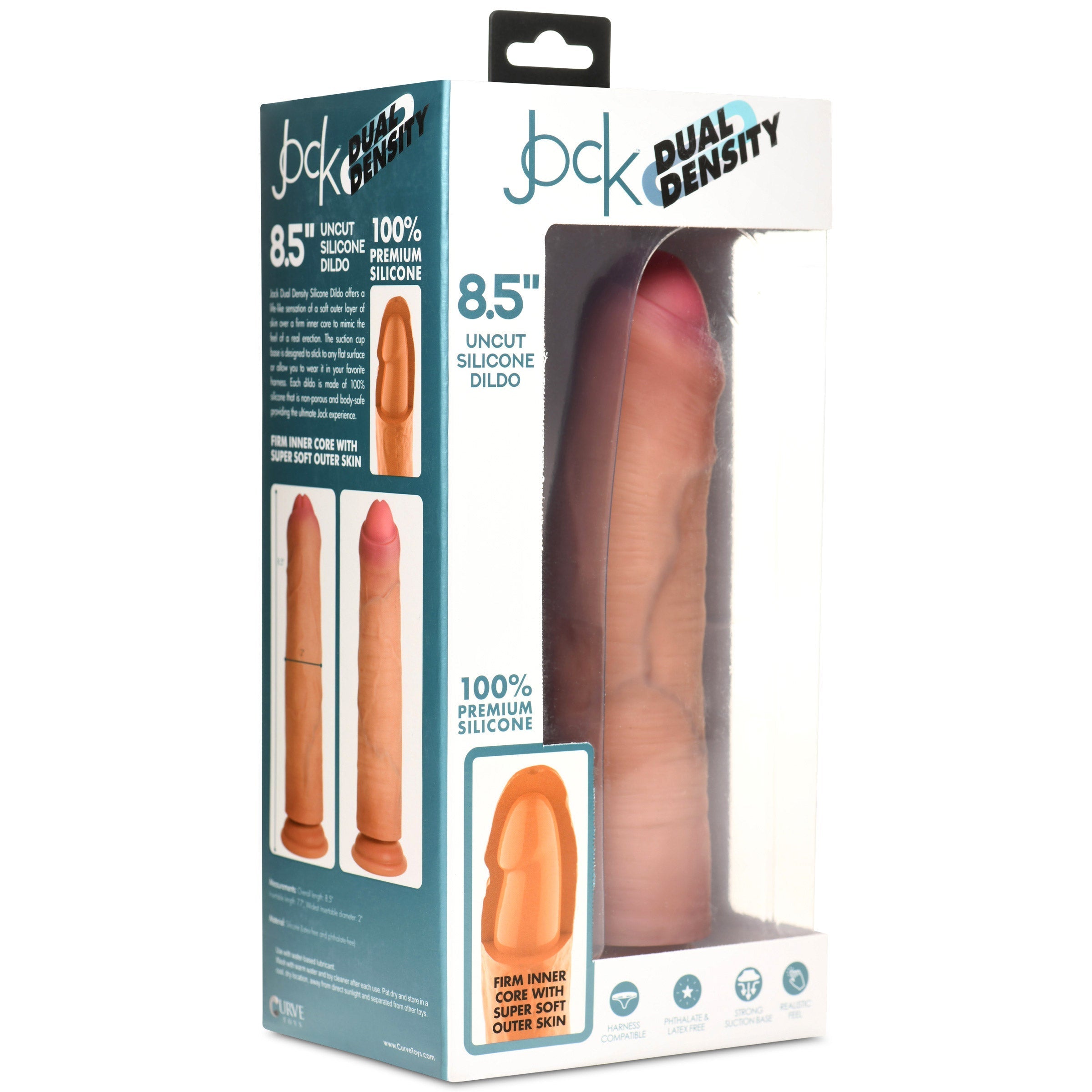 Packaging of the 8.5 Inch Dual Density Uncut Dildo with 'Ultimate Pleasure' branding