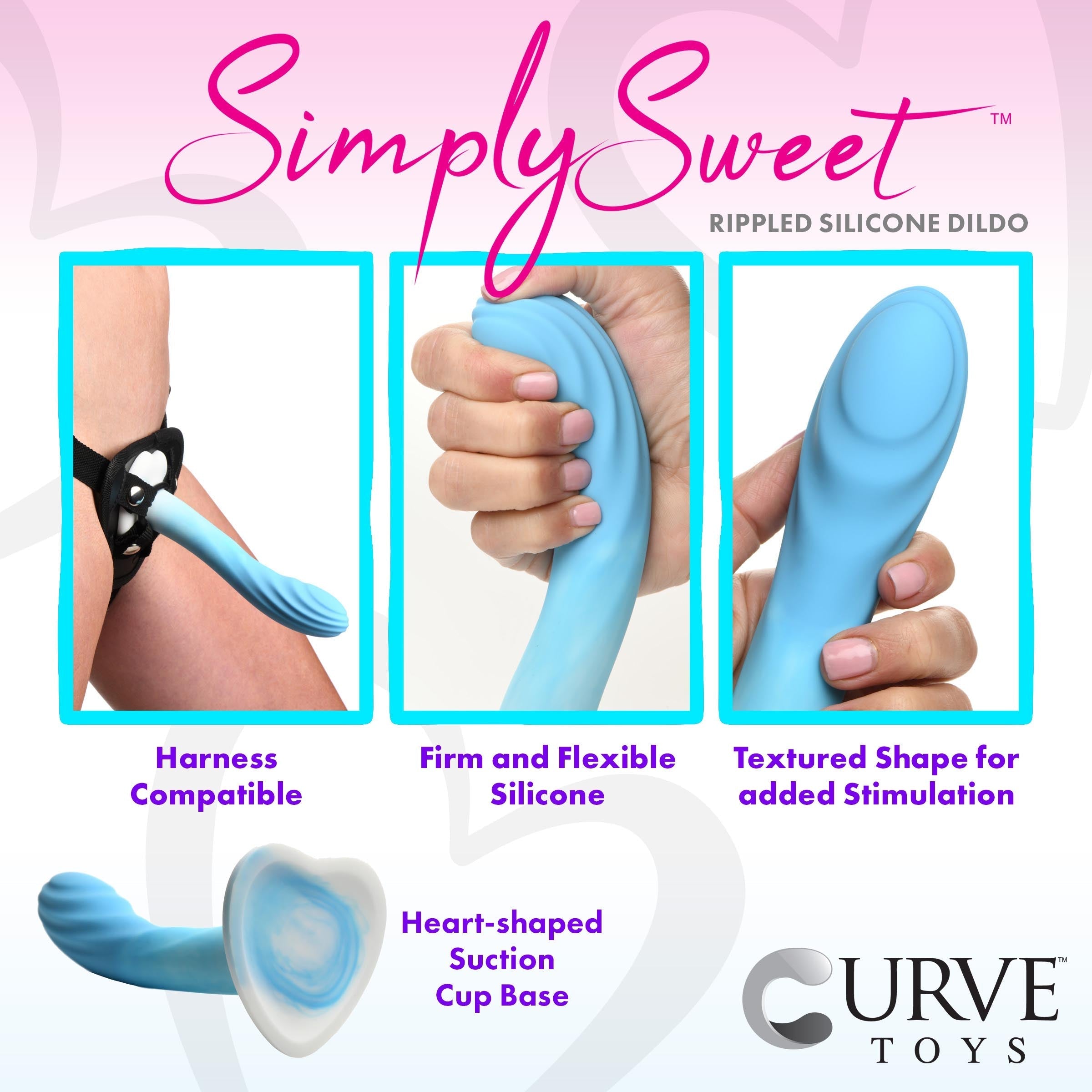 Textured blue silicone dildo with a curved shape for pleasure