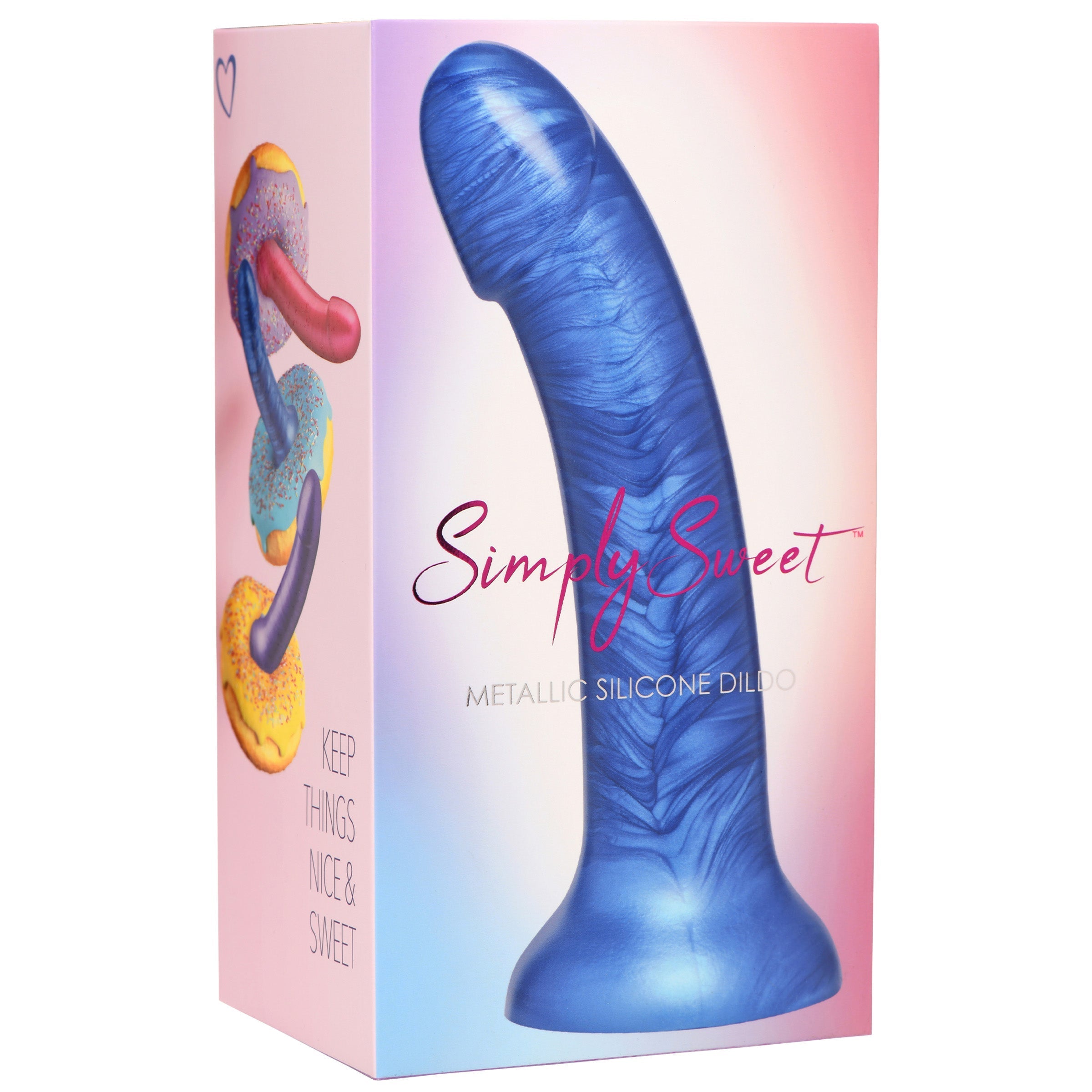 Metallic Silicone 7 Inch Dildo with a metal cock ring accessory