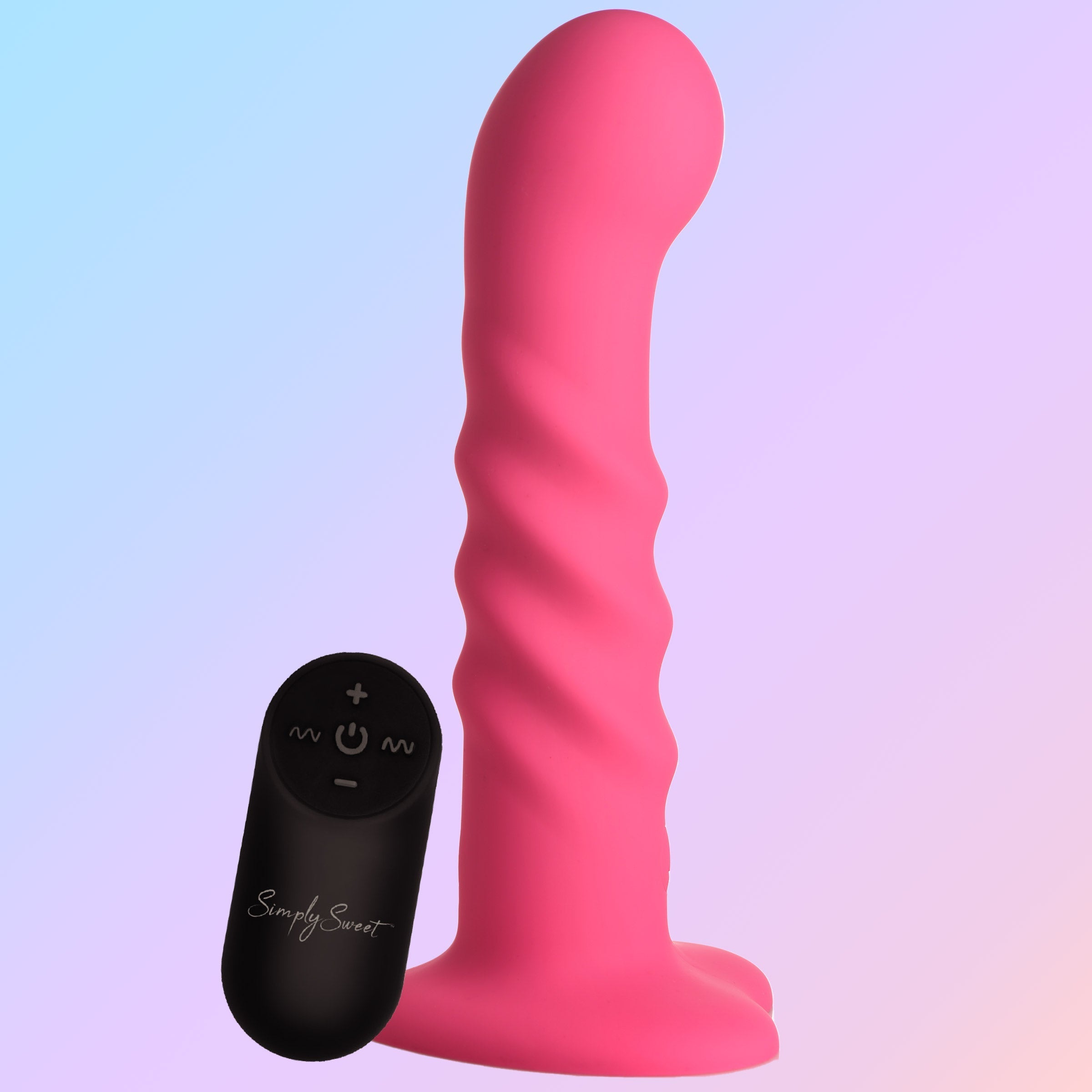 21x Vibrating Ribbed Silicone Dildo with remote control