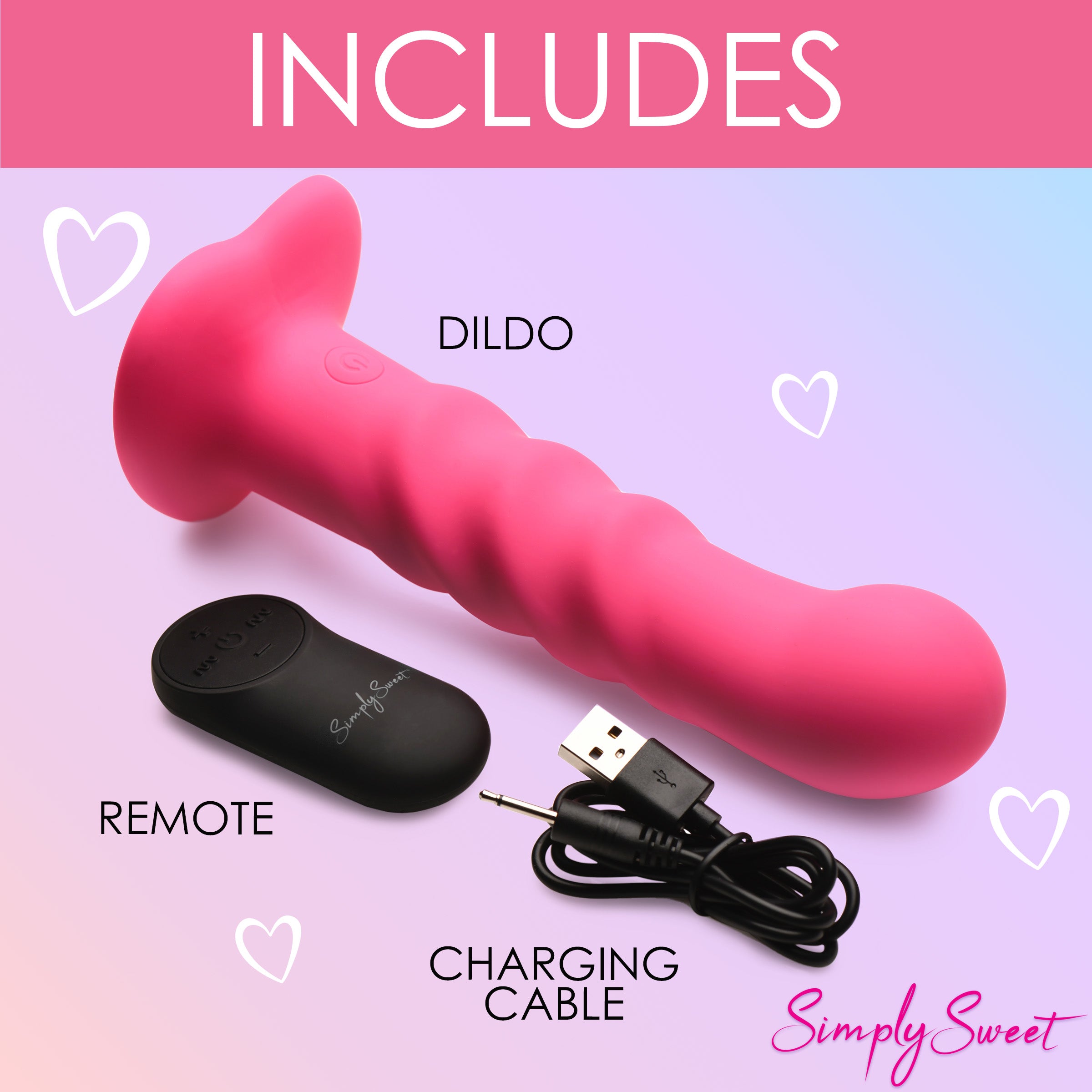 Remote control and charging cable for the 21x Vibrating Ribbed Silicone Dildo