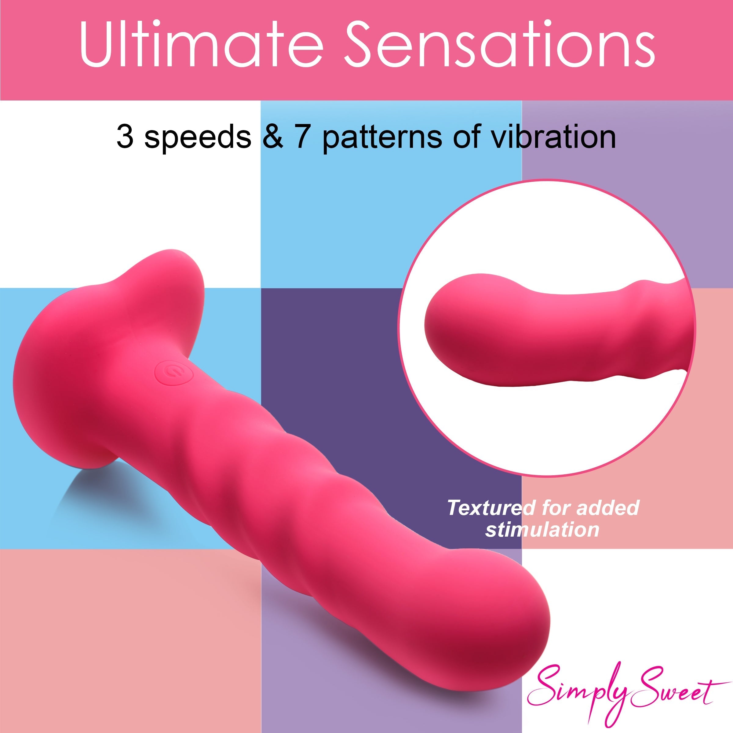 21x Vibrating Ribbed Silicone Dildo featuring three vibration patterns