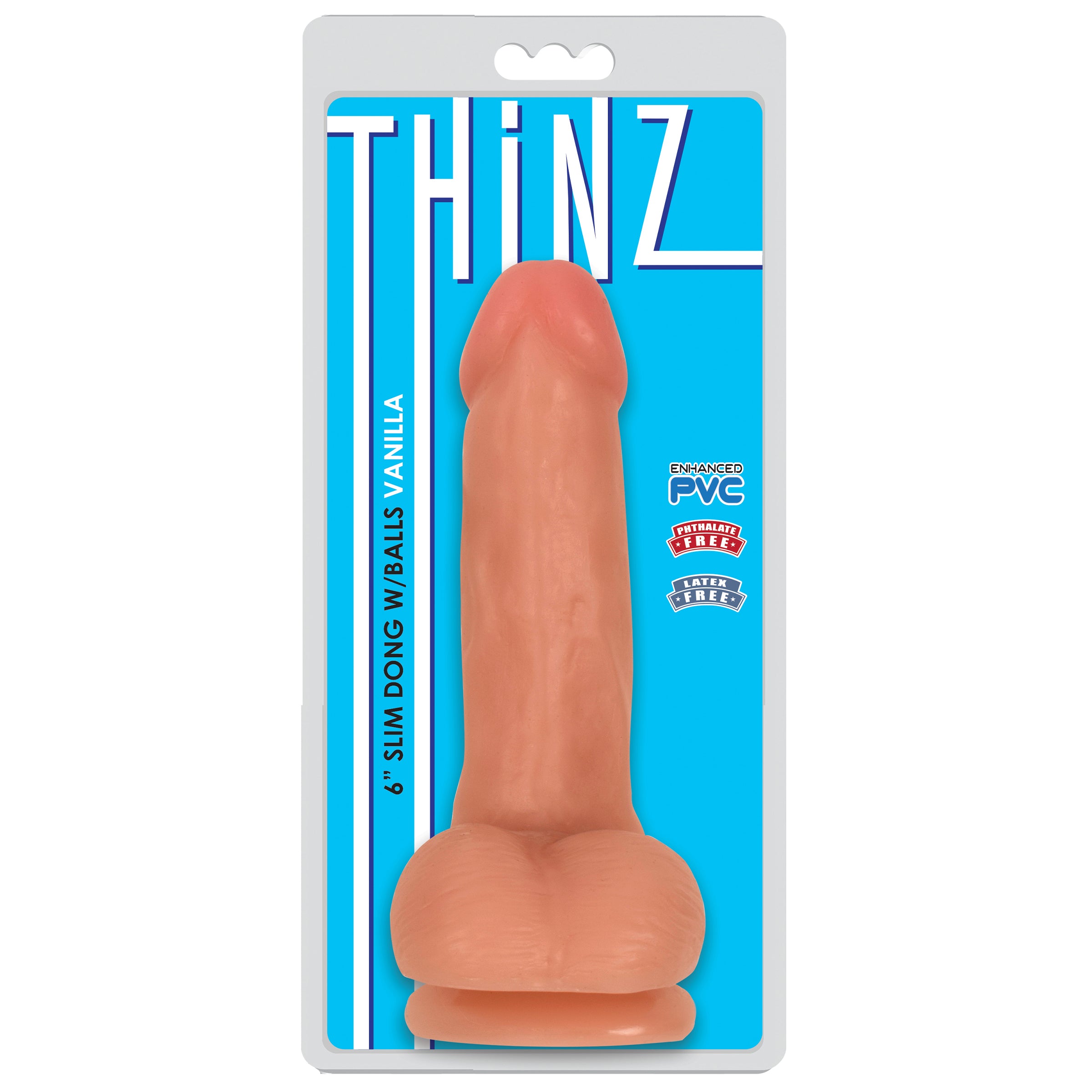 Thinz 6-inch realistic slim dildo with balls product display