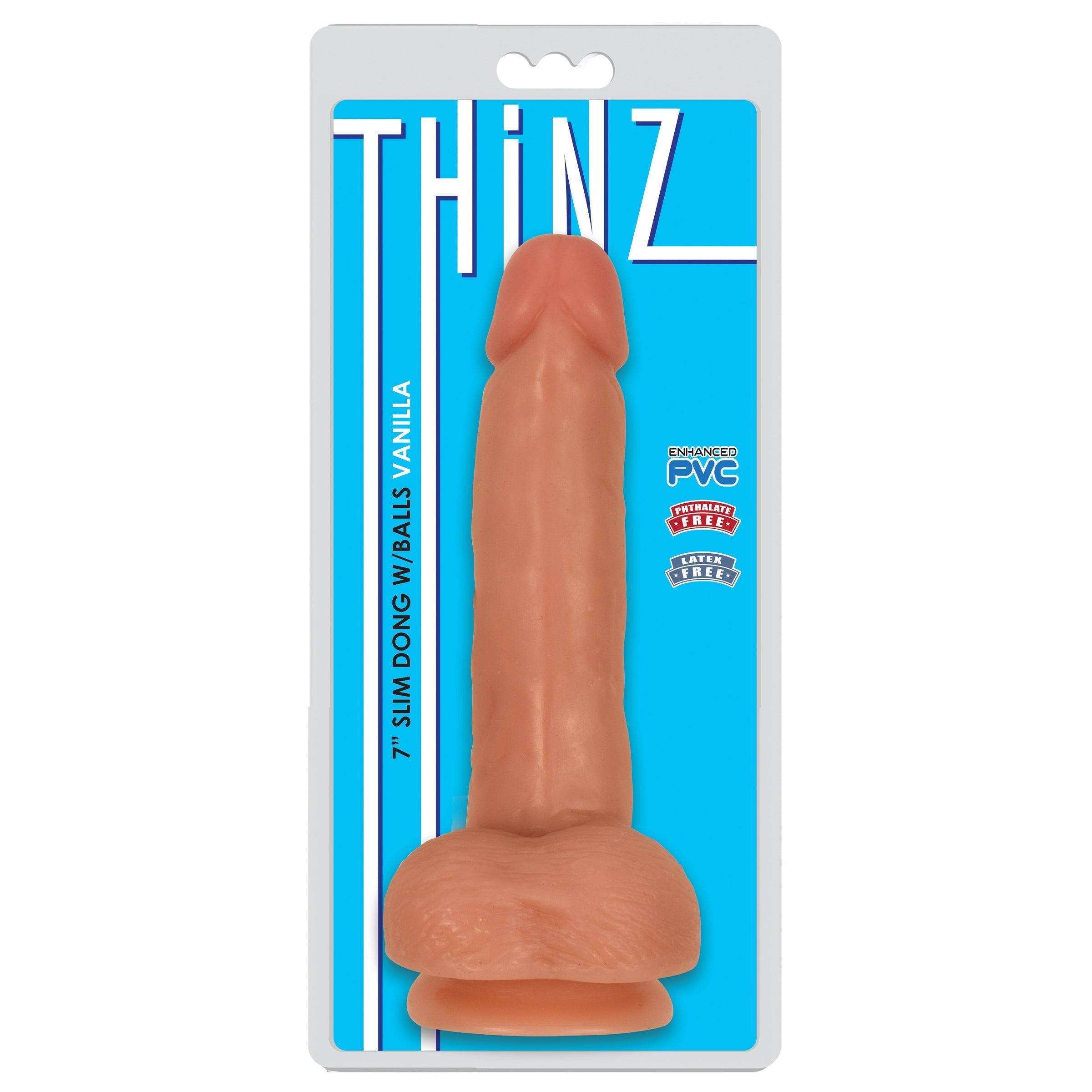 Thinz 7 inch slim dildo crafted from soft silicone material