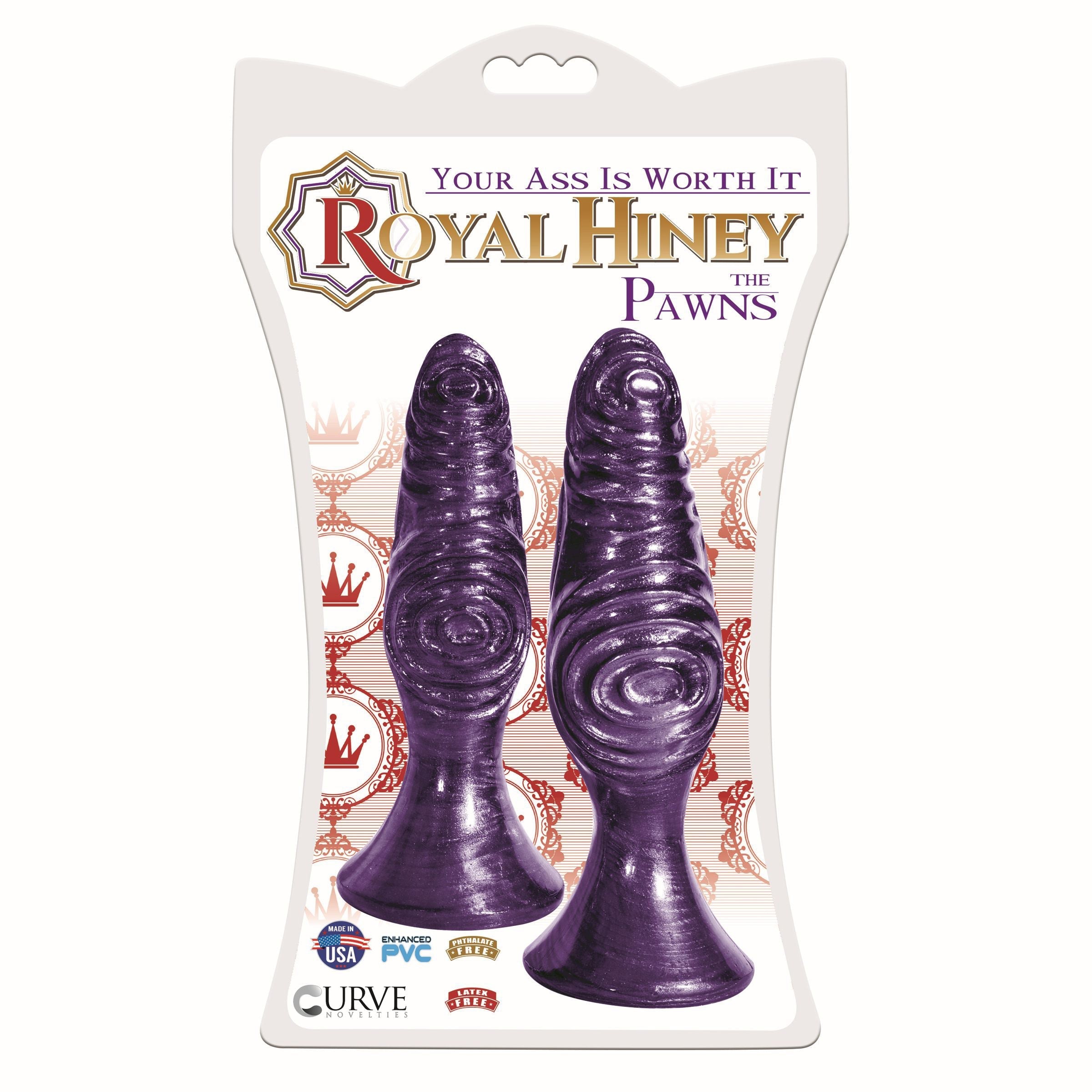 The Pawns brand purple anal plug set with honeycomb pattern design