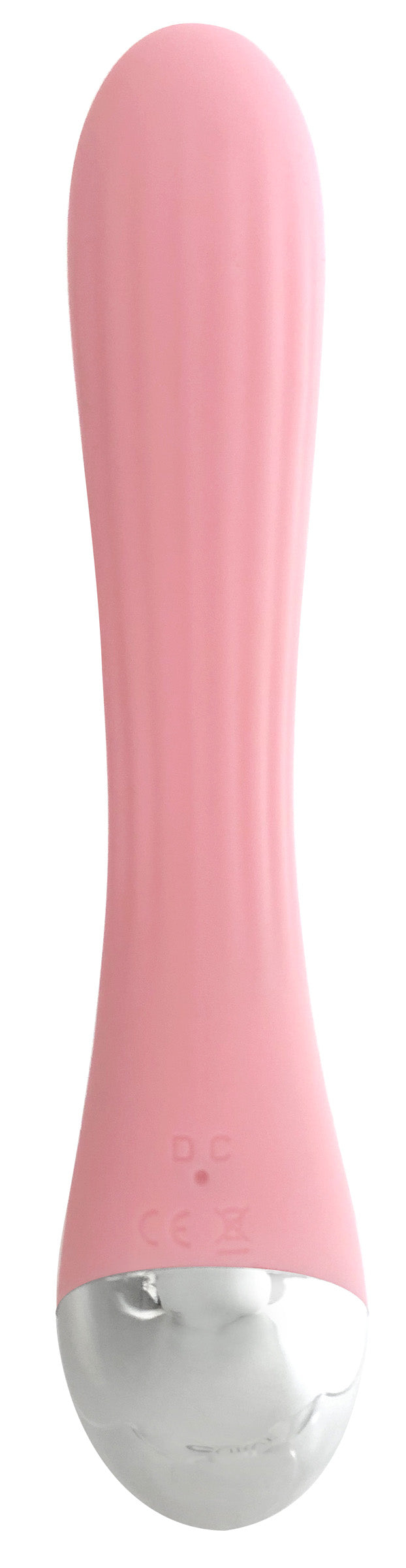 Pink and white Speedy 50x Silicone Rabbit Vibrator with a metallic accent