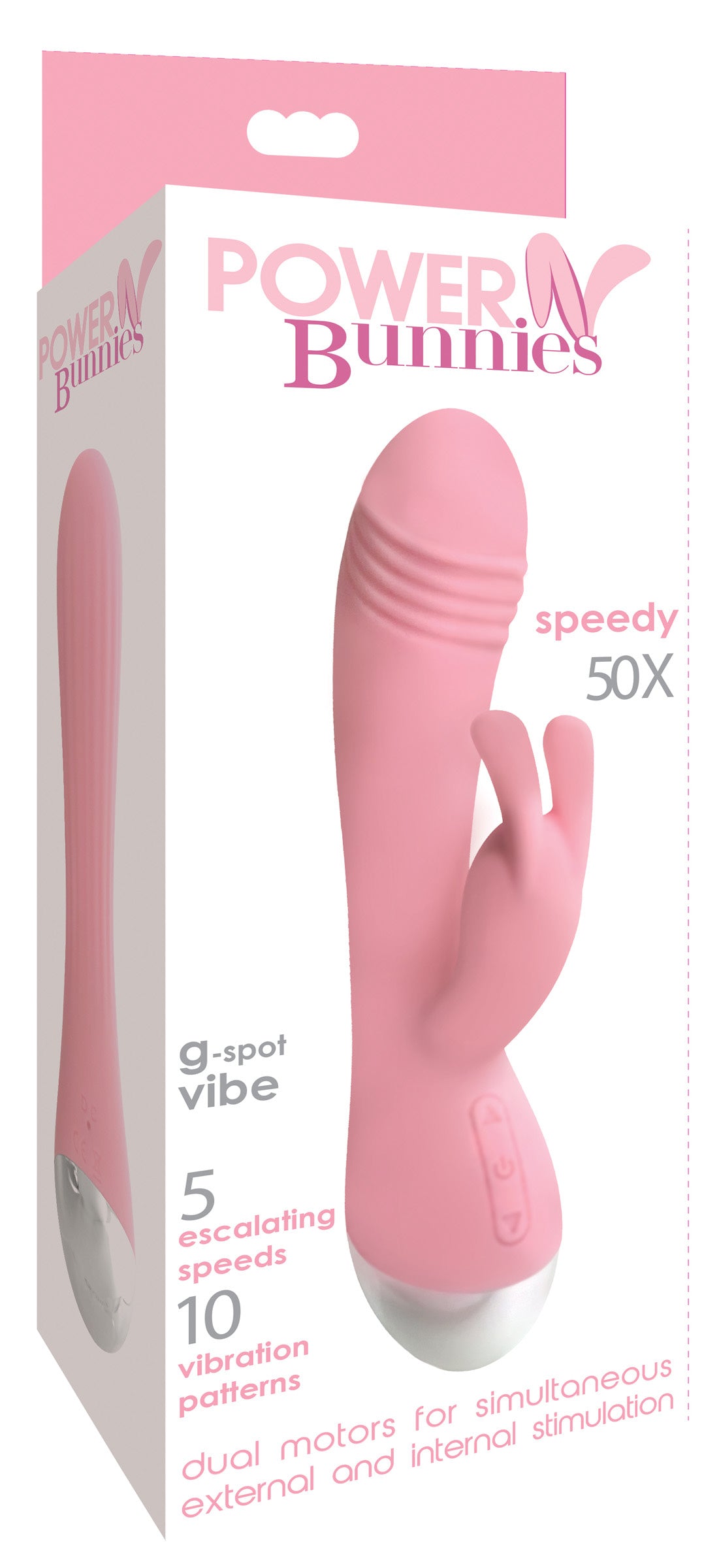 Speedy 50x Silicone Rabbit Vibrator in pink with dual motors