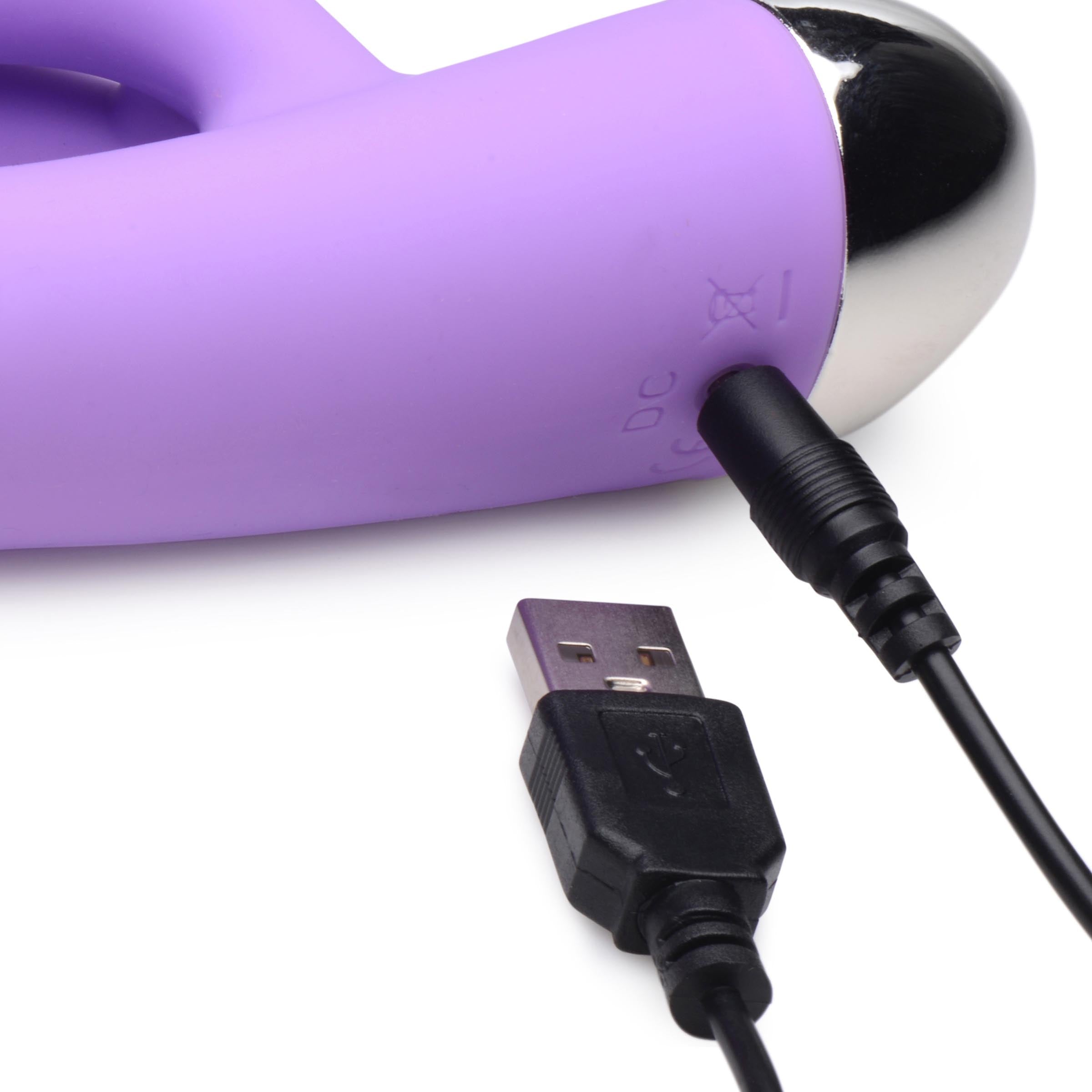 Silky 10x Silicone G-spot Vibrator with a USB charging cable attached