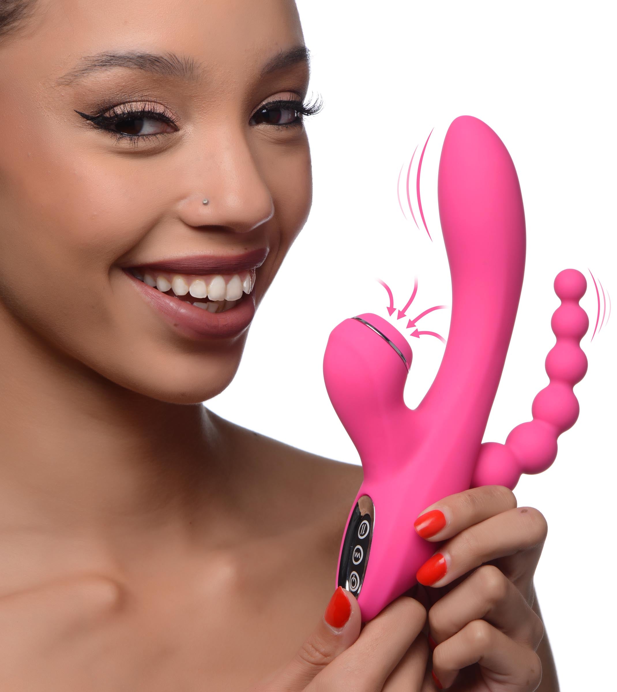 Handheld pink Suckers 21x silicone suction vibrator