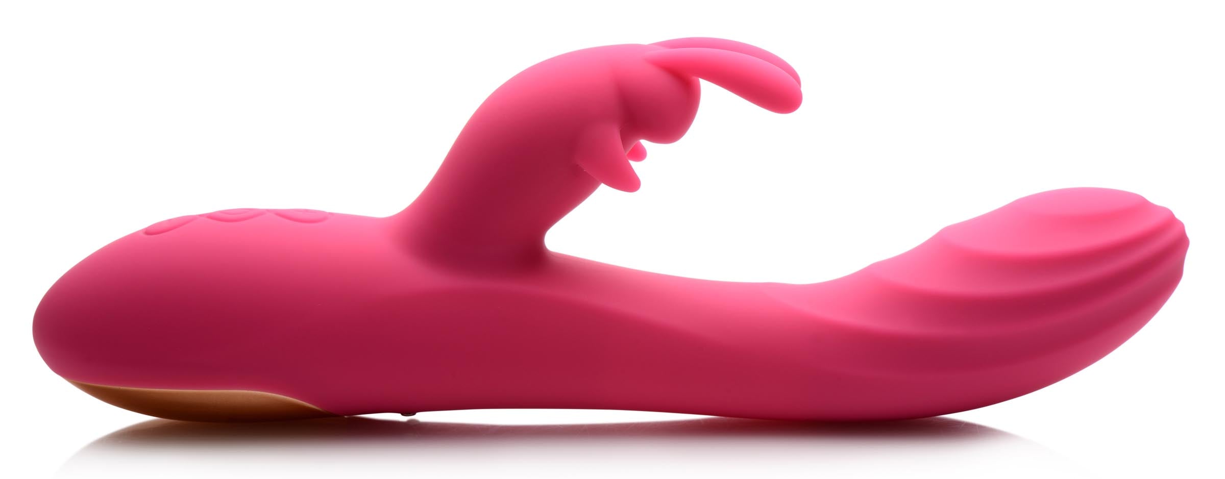 Ergonomic pink silicone rabbit vibrator with extended tail