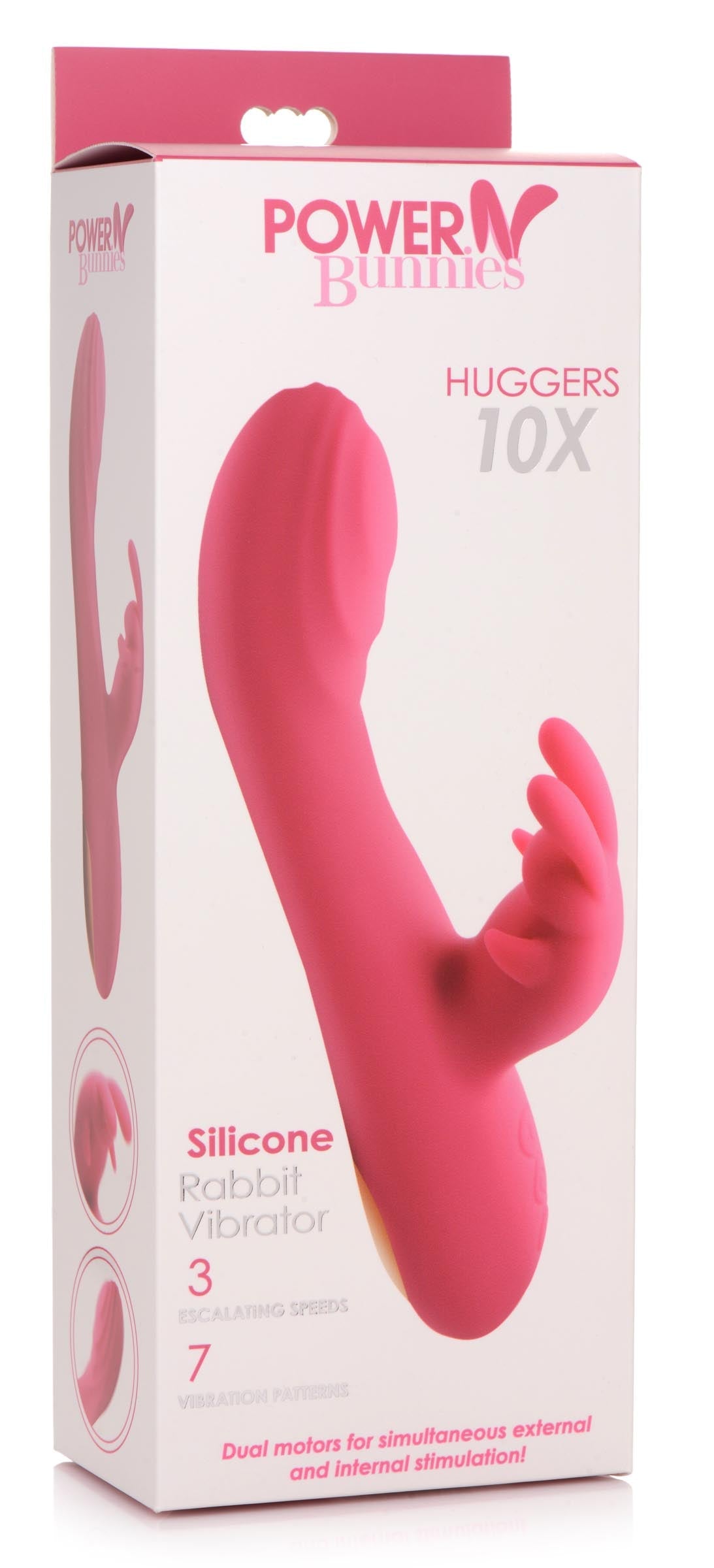 Pink Huggers 10x Silicone Rabbit Vibrator with curved design