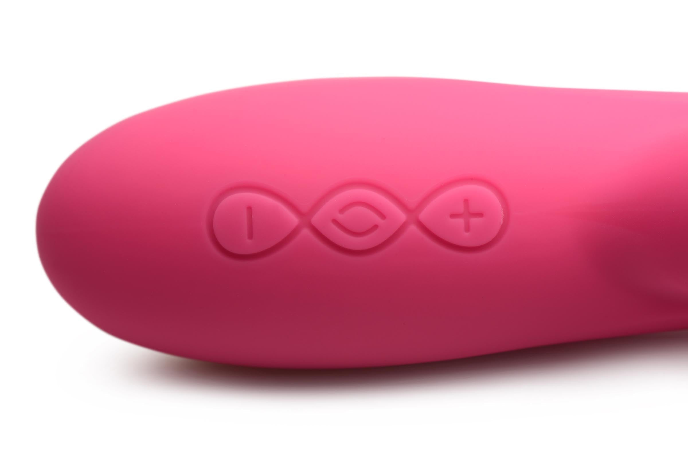 Pink remote control designed for the Huggers 10x Rabbit Vibrator