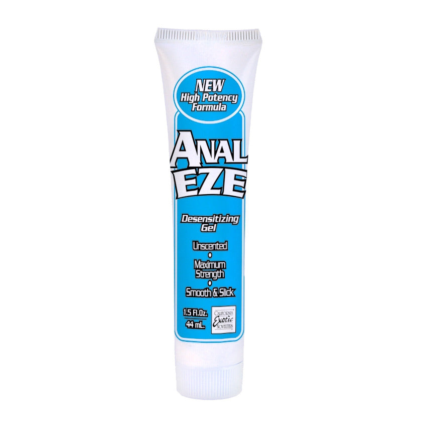 Close-up of the Anal-Eze Gel product label showing brand and usage information