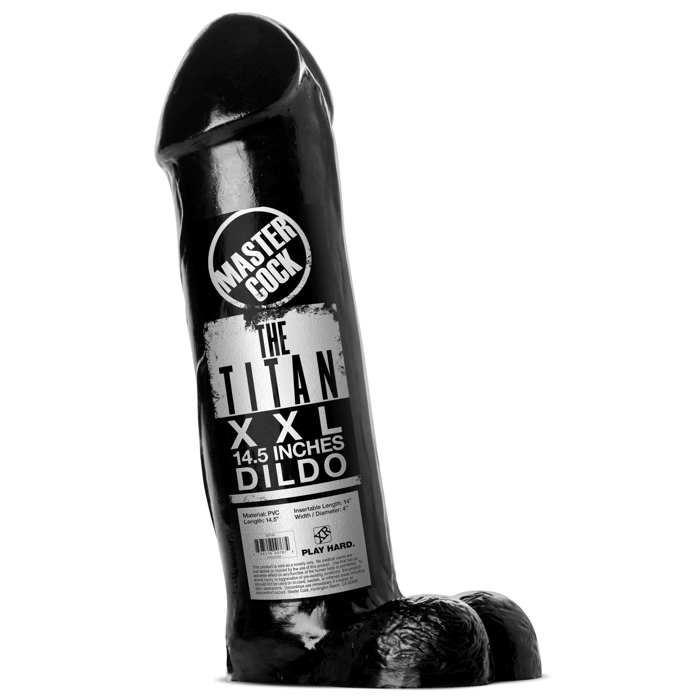 The Titan XXL 14.5 inch dildo product display from an angle