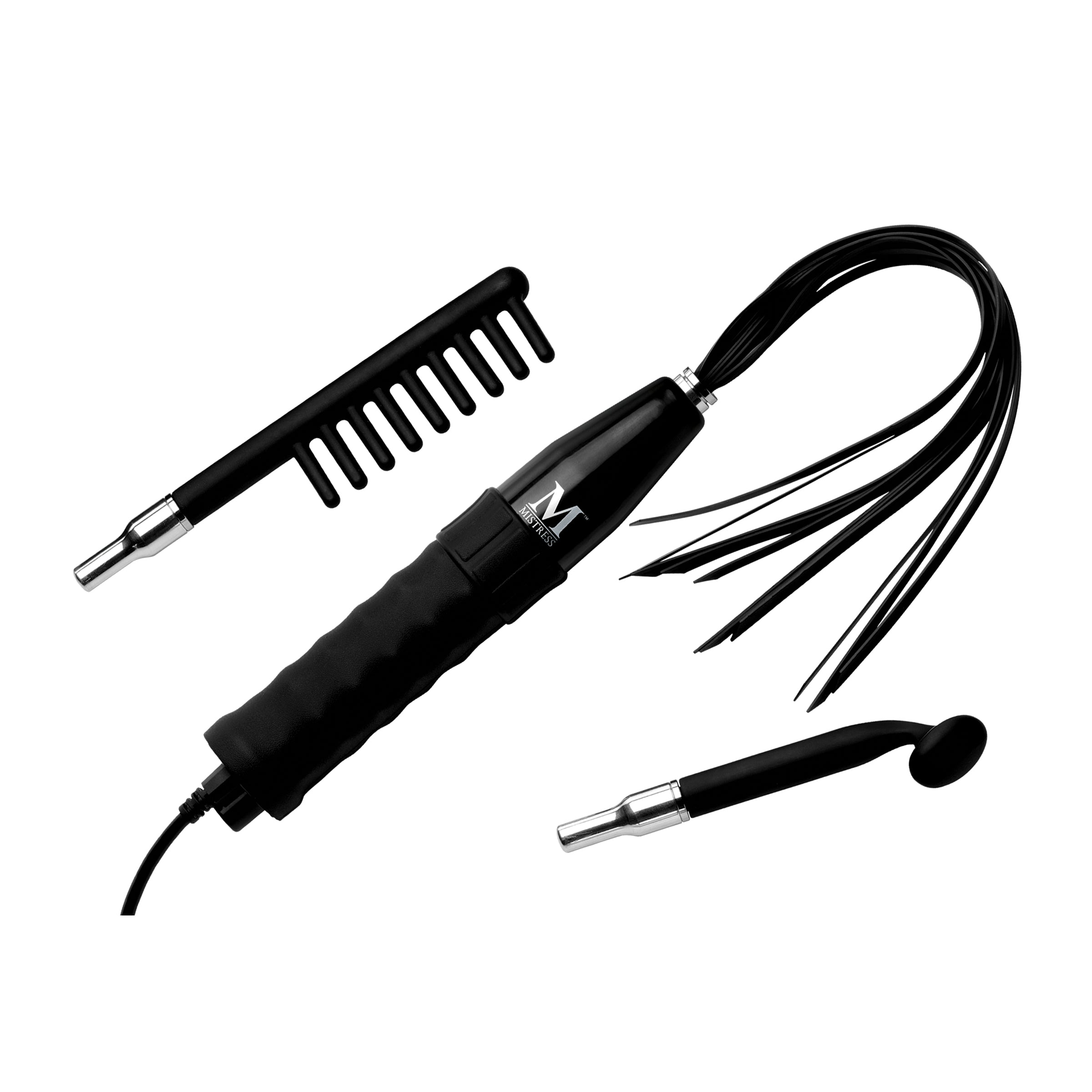 Silicone Estim Wand Kit with comb attachment and power cord