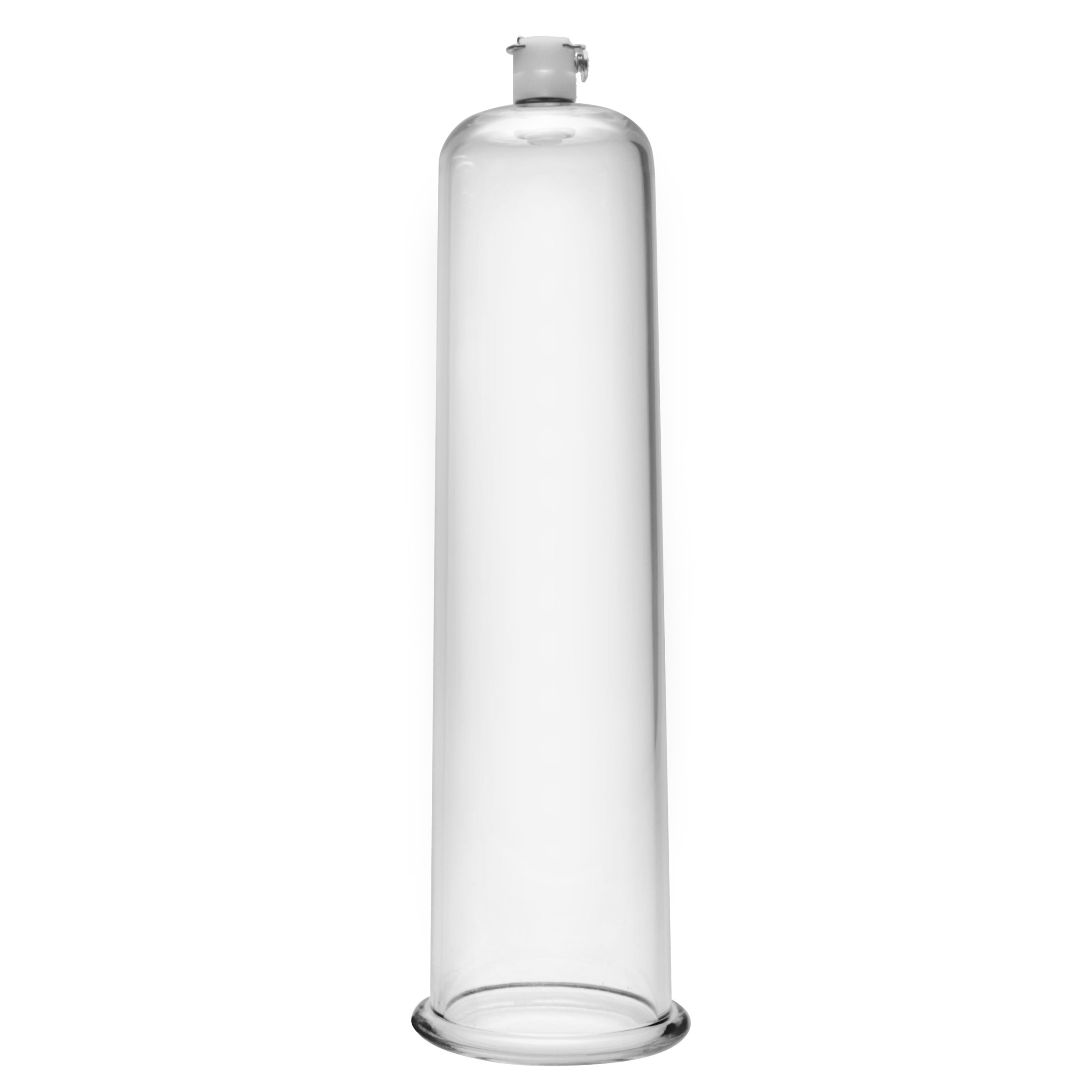 Transparent cylinder with a white base from The Premium Pumping Kit