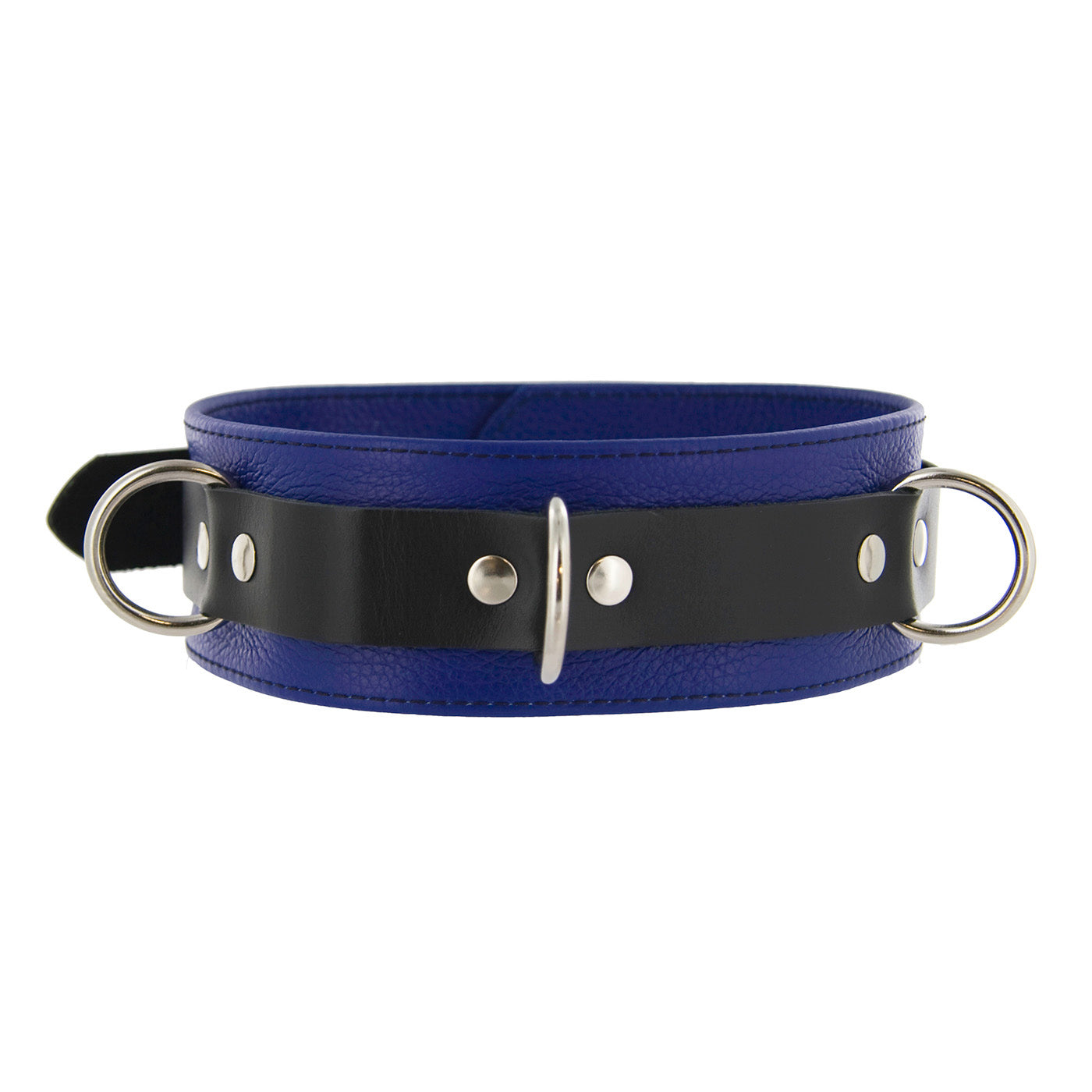 Black leather collar featuring dual metal D-rings from Strict Leather Deluxe