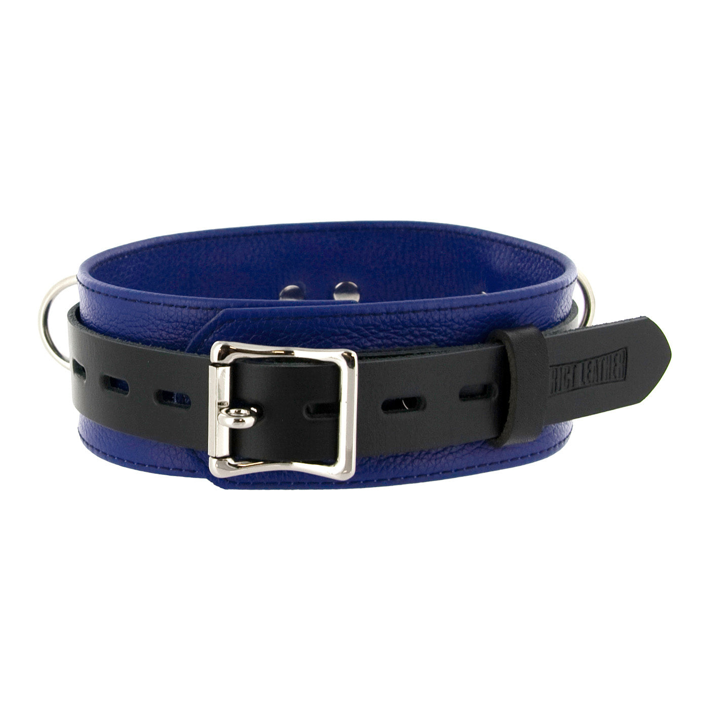 Black leather locking collar with silver metal buckle from Strict Leather Deluxe