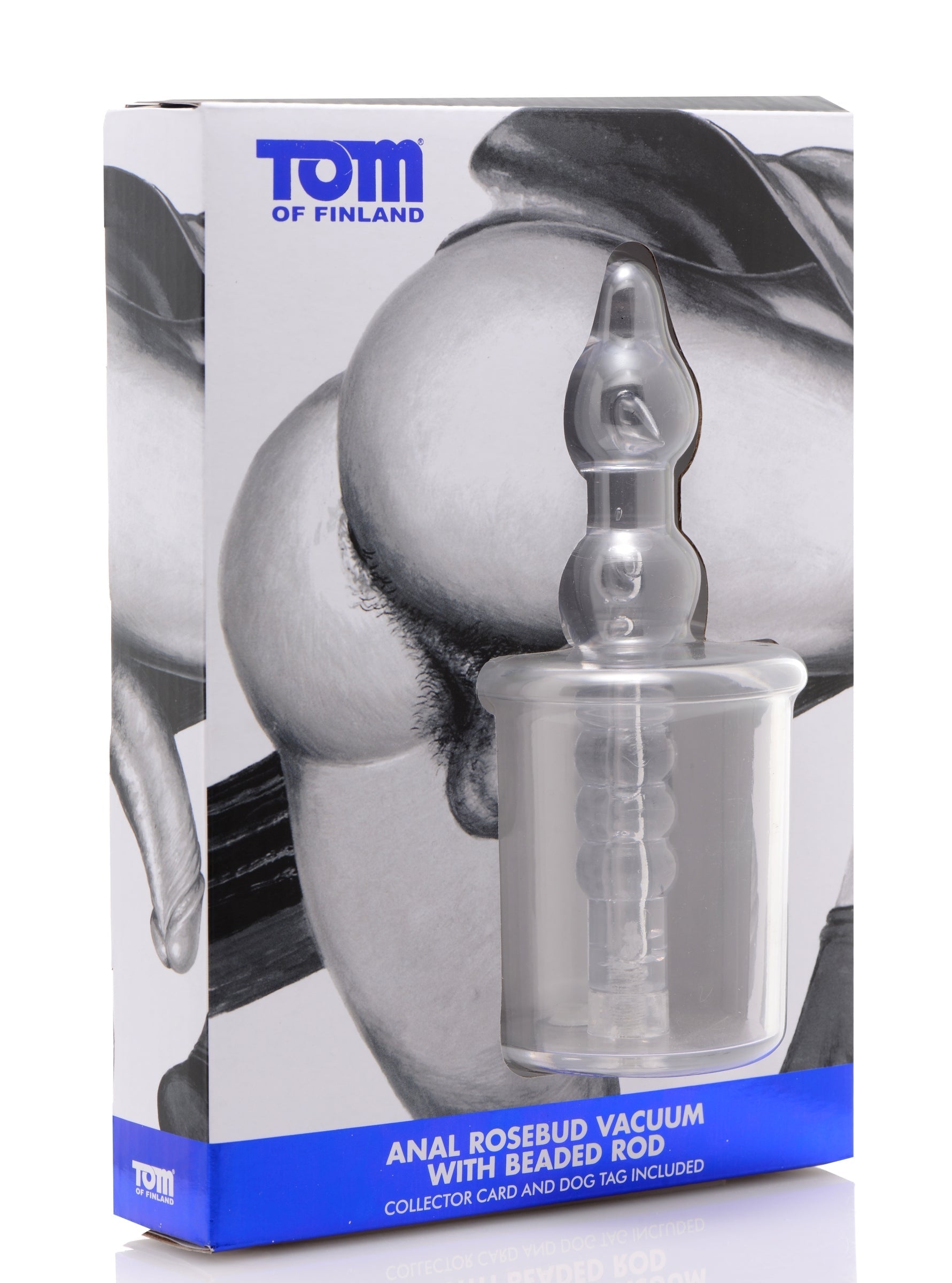 Anal pump cylinder product packaging with visible stimulator shaft